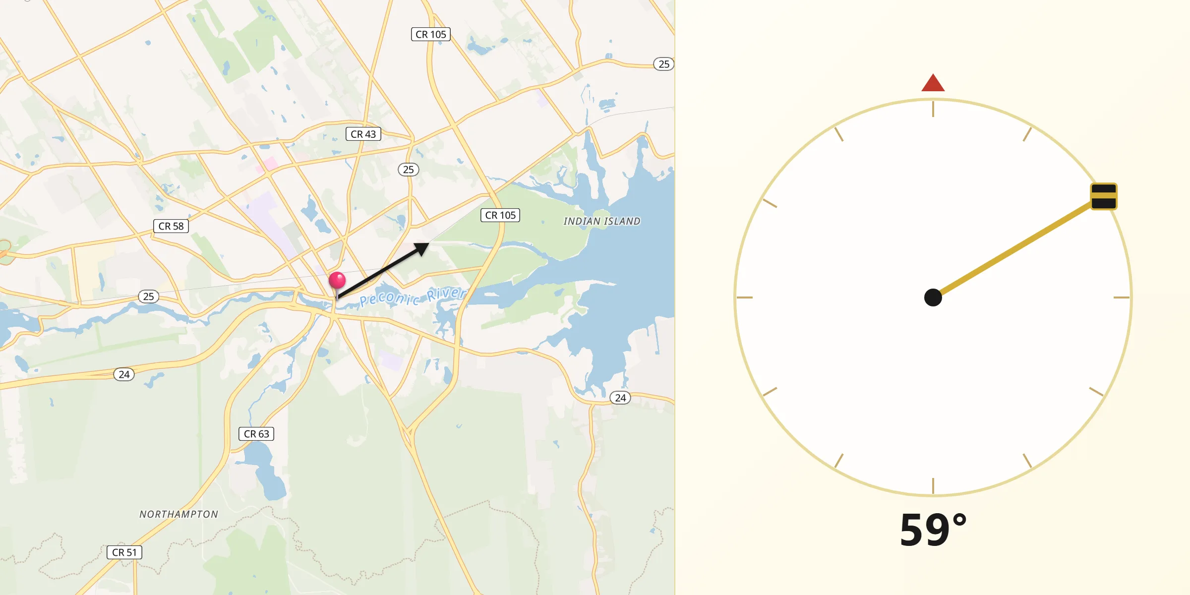Qibla Direction from Riverhead