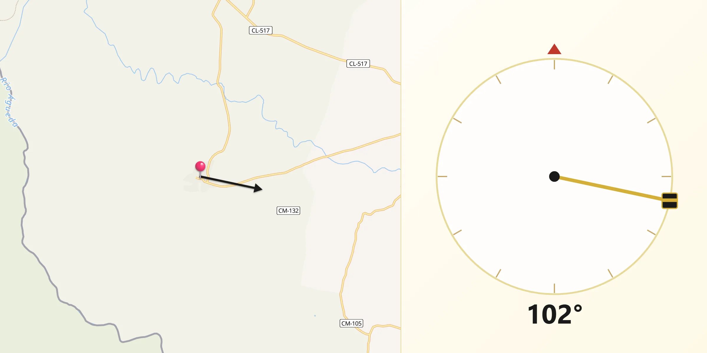 Dirección de la Qibla desde Sobradillo