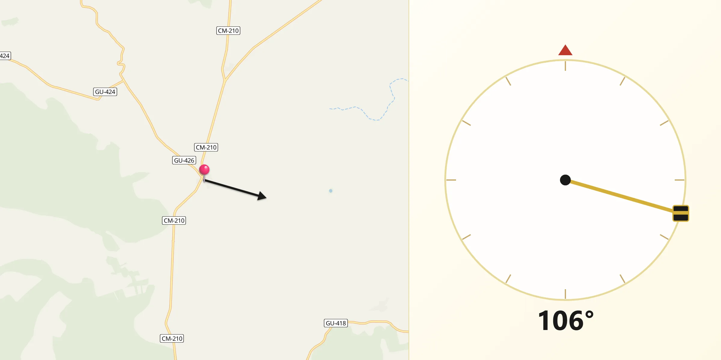 Dirección de la Qibla desde Rueda de la Sierra