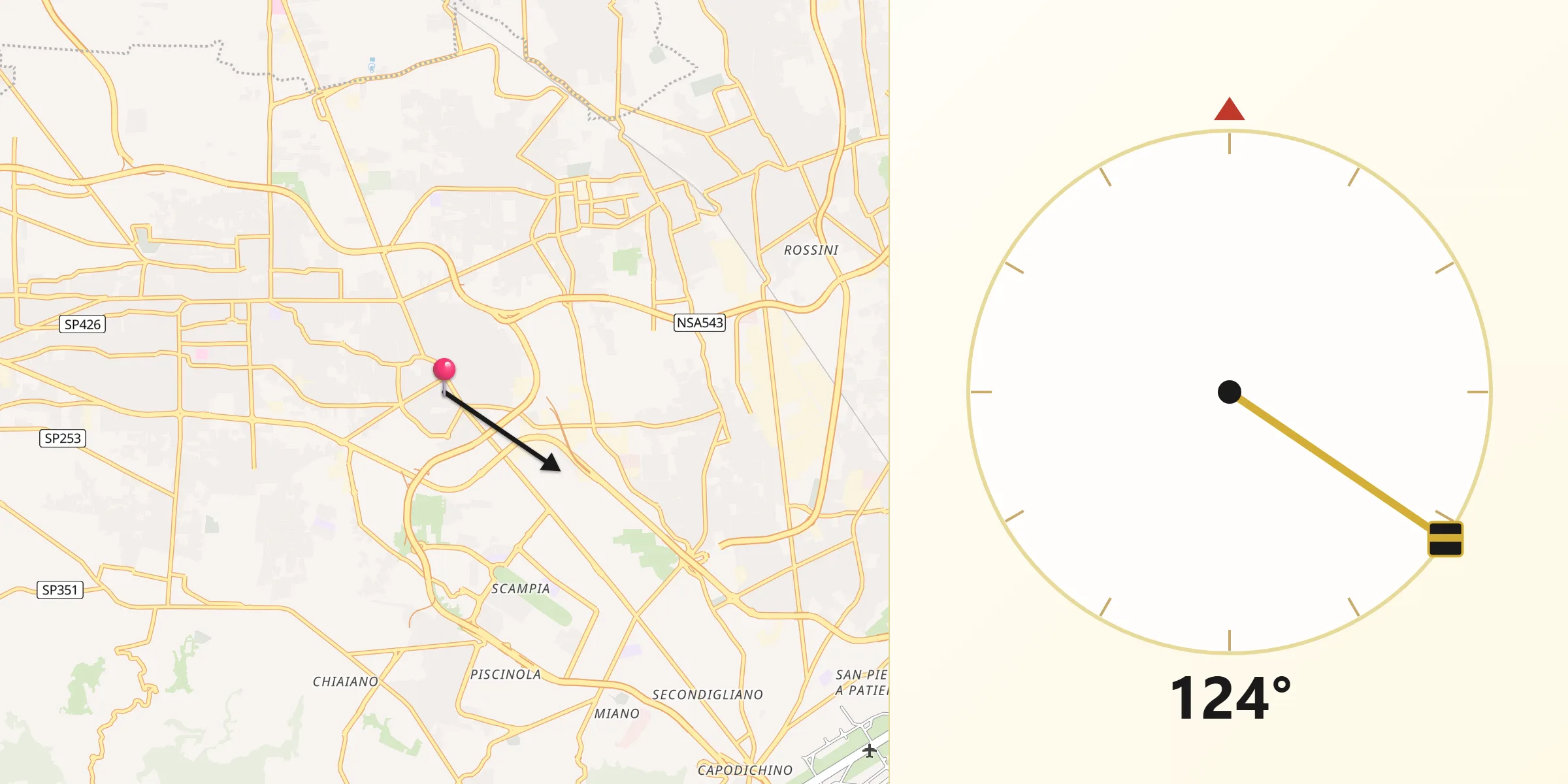 Direzione della Qibla da Melito di Napoli