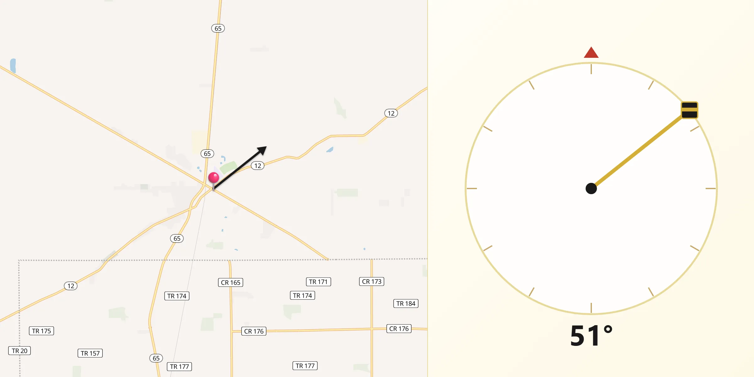 Qibla Direction from Columbus Grove