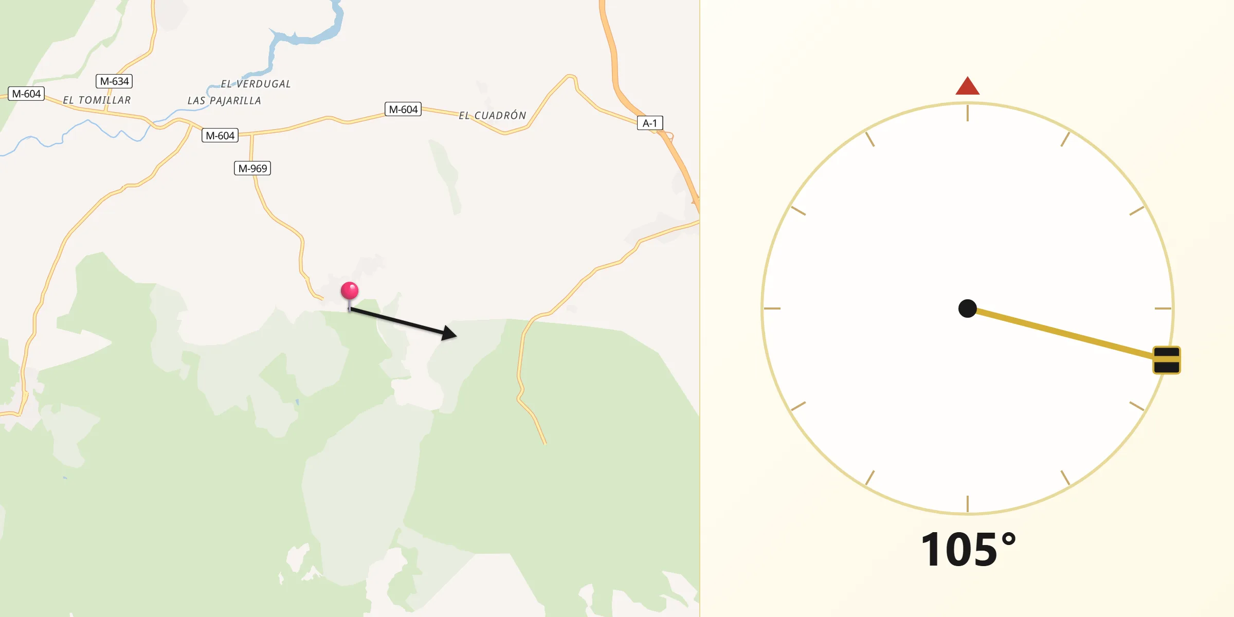Dirección de la Qibla desde Garganta de los Montes