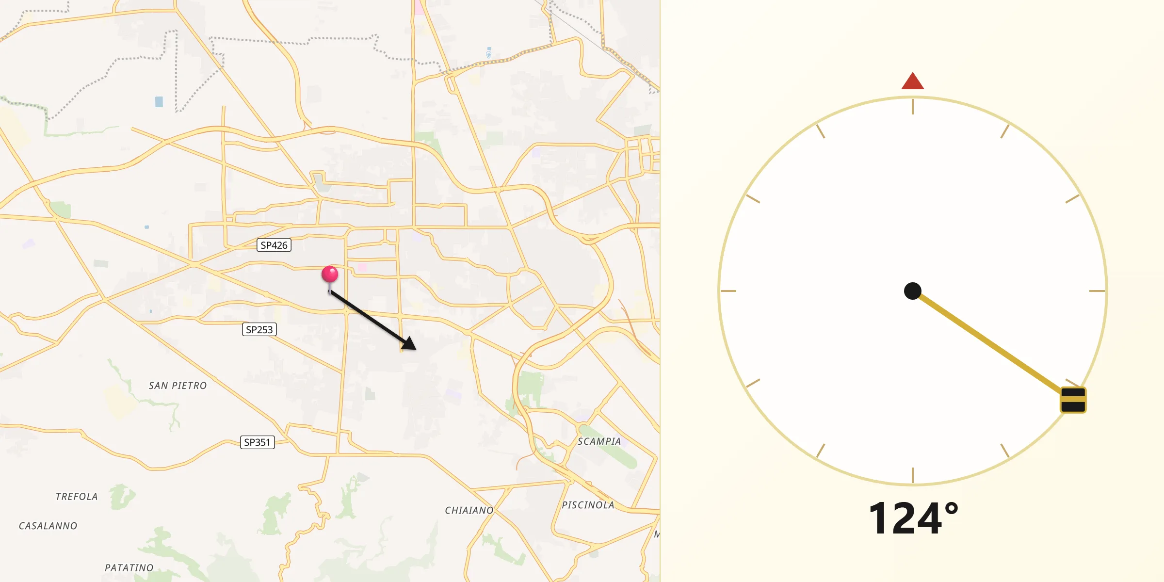 Direzione della Qibla da Villaricca