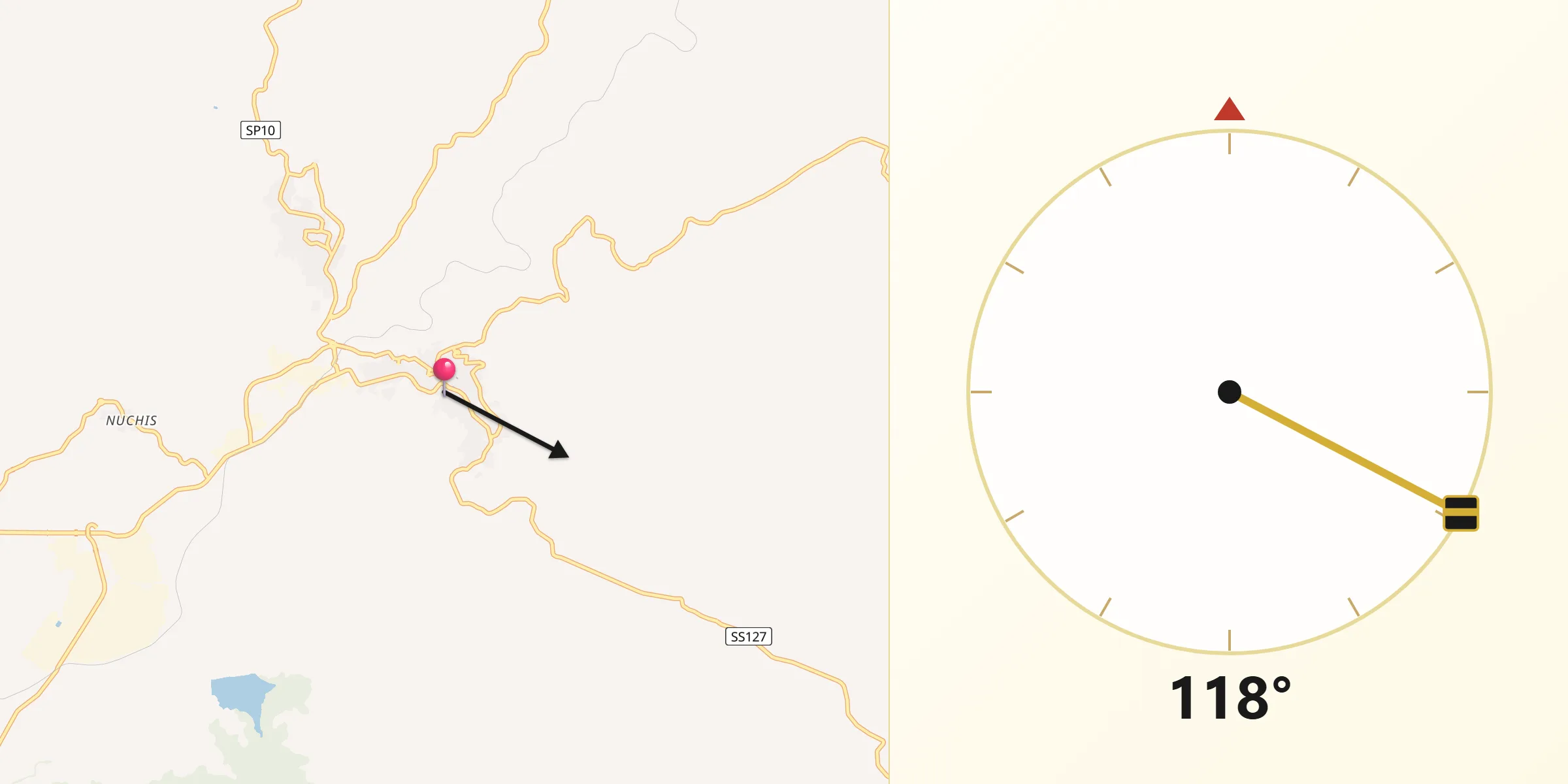 Direzione della Qibla da Calangianus