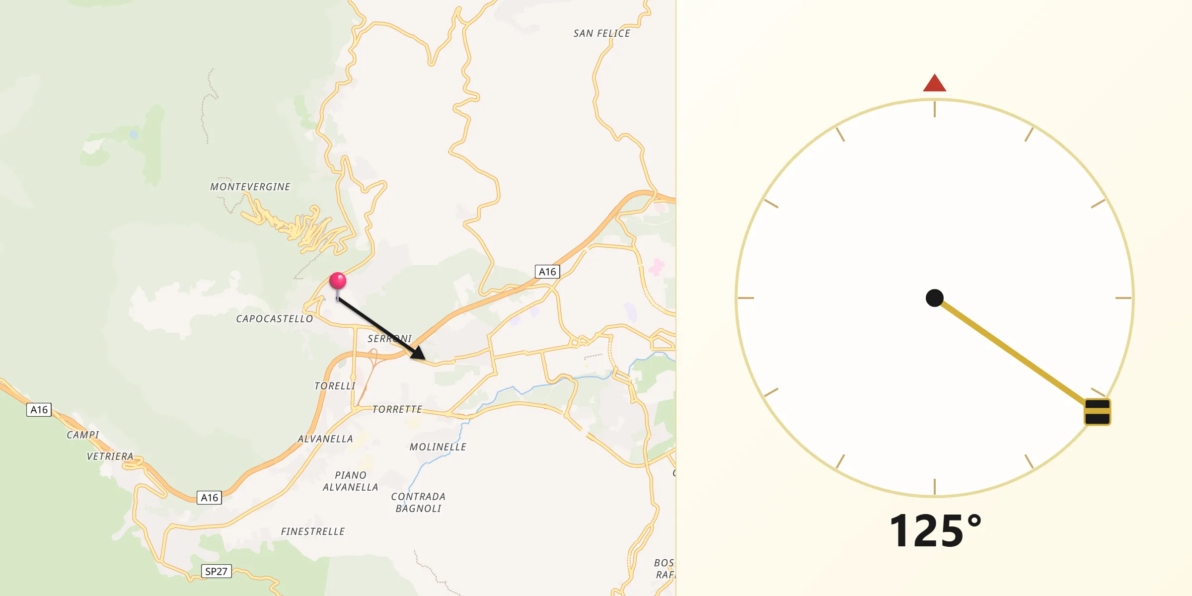 Direzione della Qibla da Mercogliano