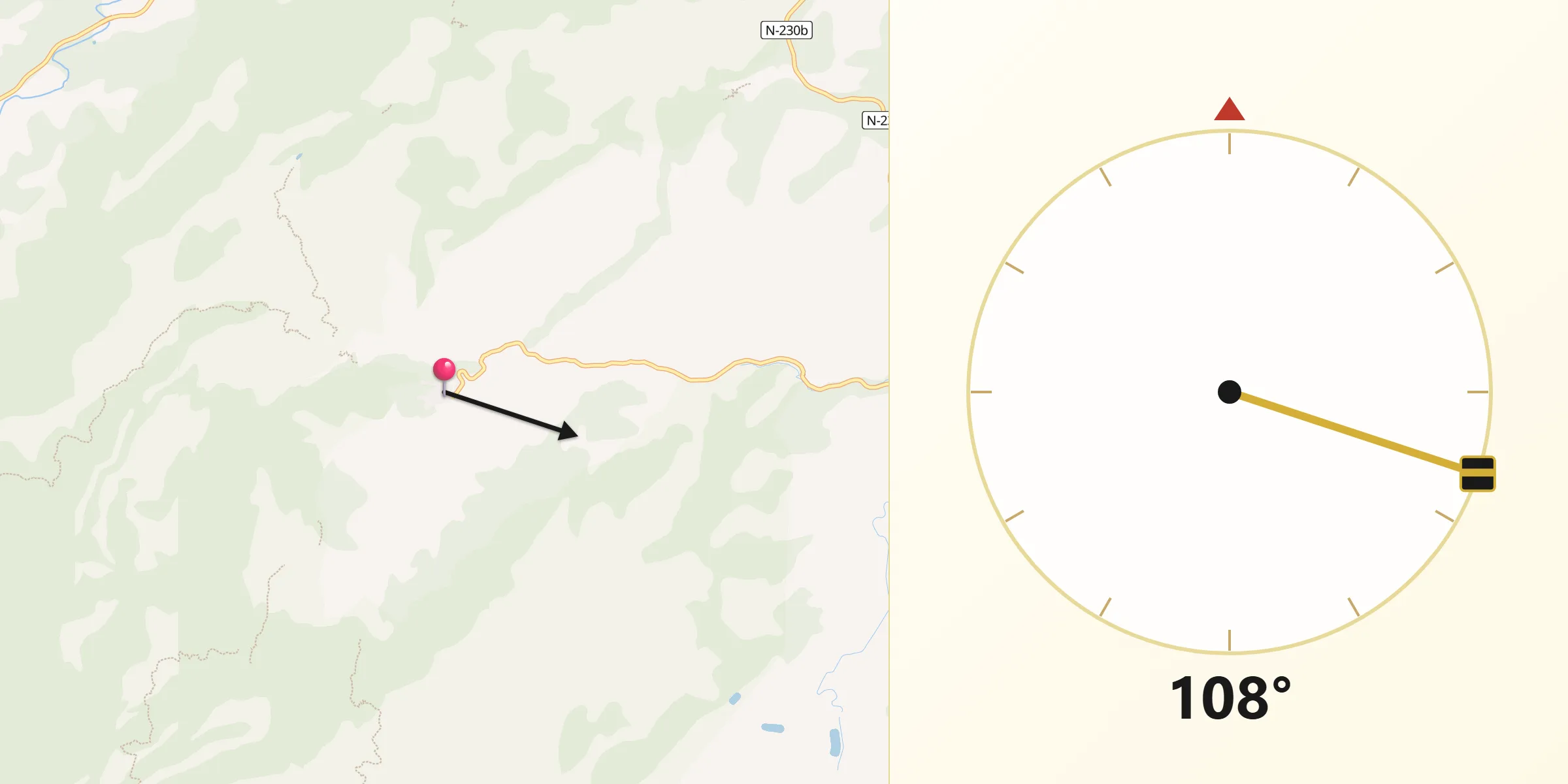 Dirección de la Qibla desde Paüls