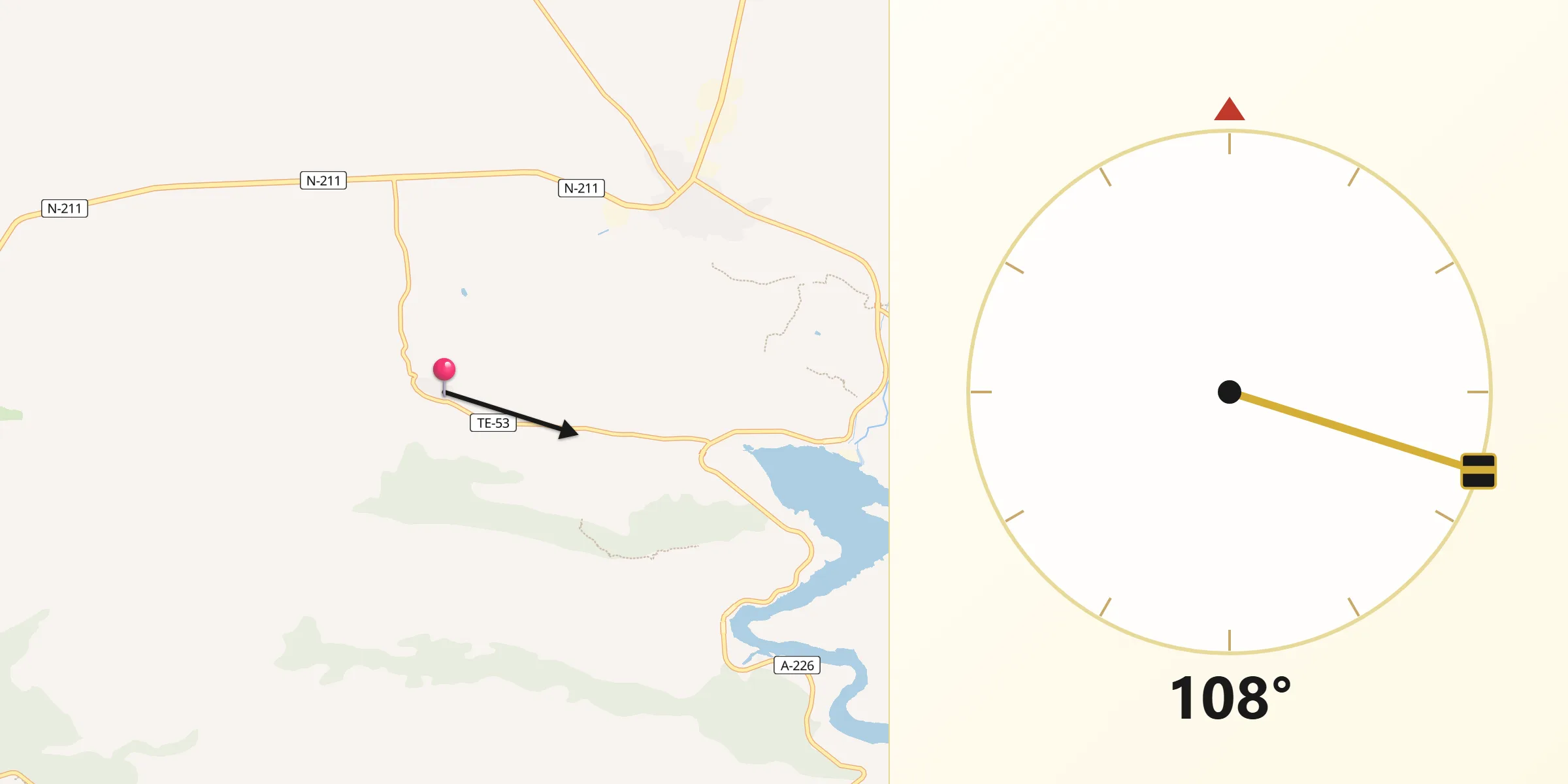 Dirección de la Qibla desde Foz-Calanda