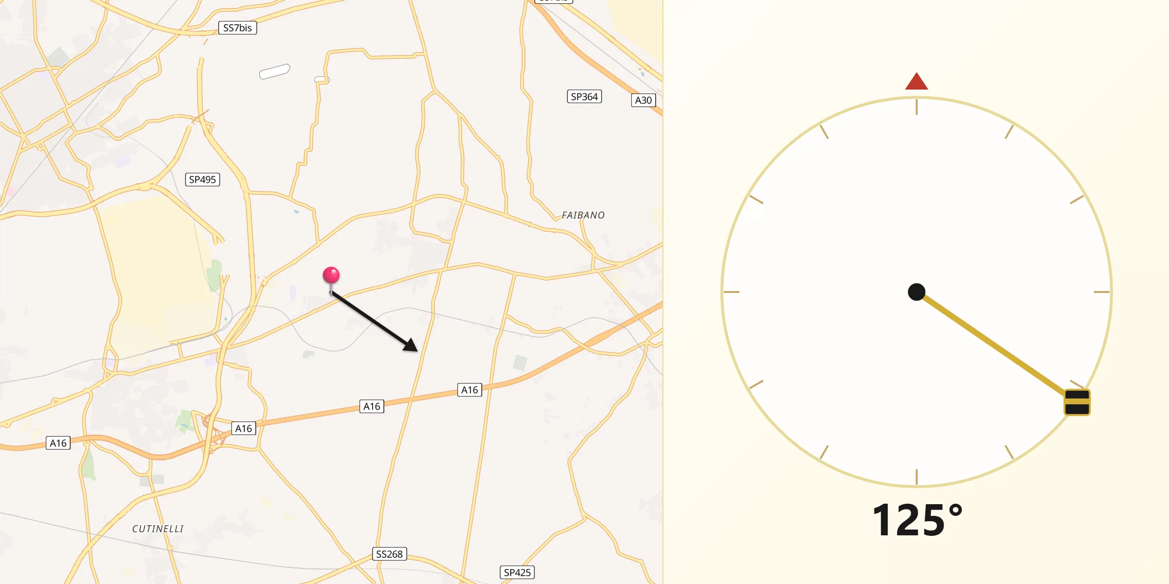 Direzione della Qibla da Brusciano