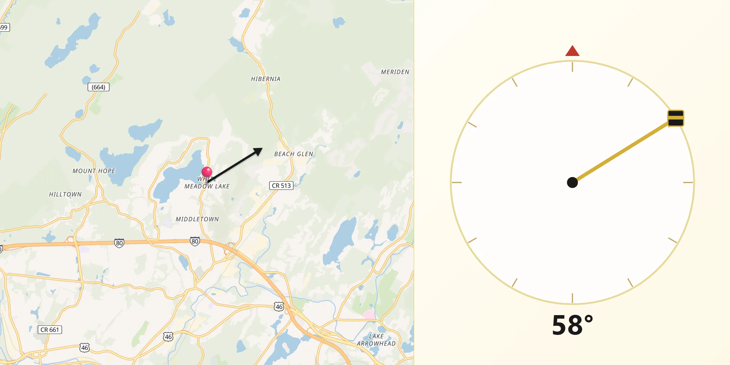 Qibla Direction from White Meadow Lake