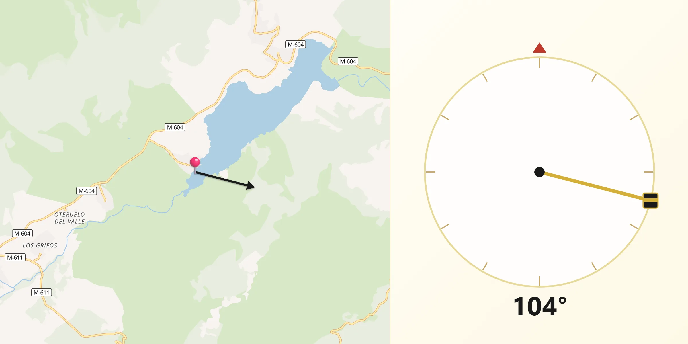 Dirección de la Qibla desde Pinilla del Valle