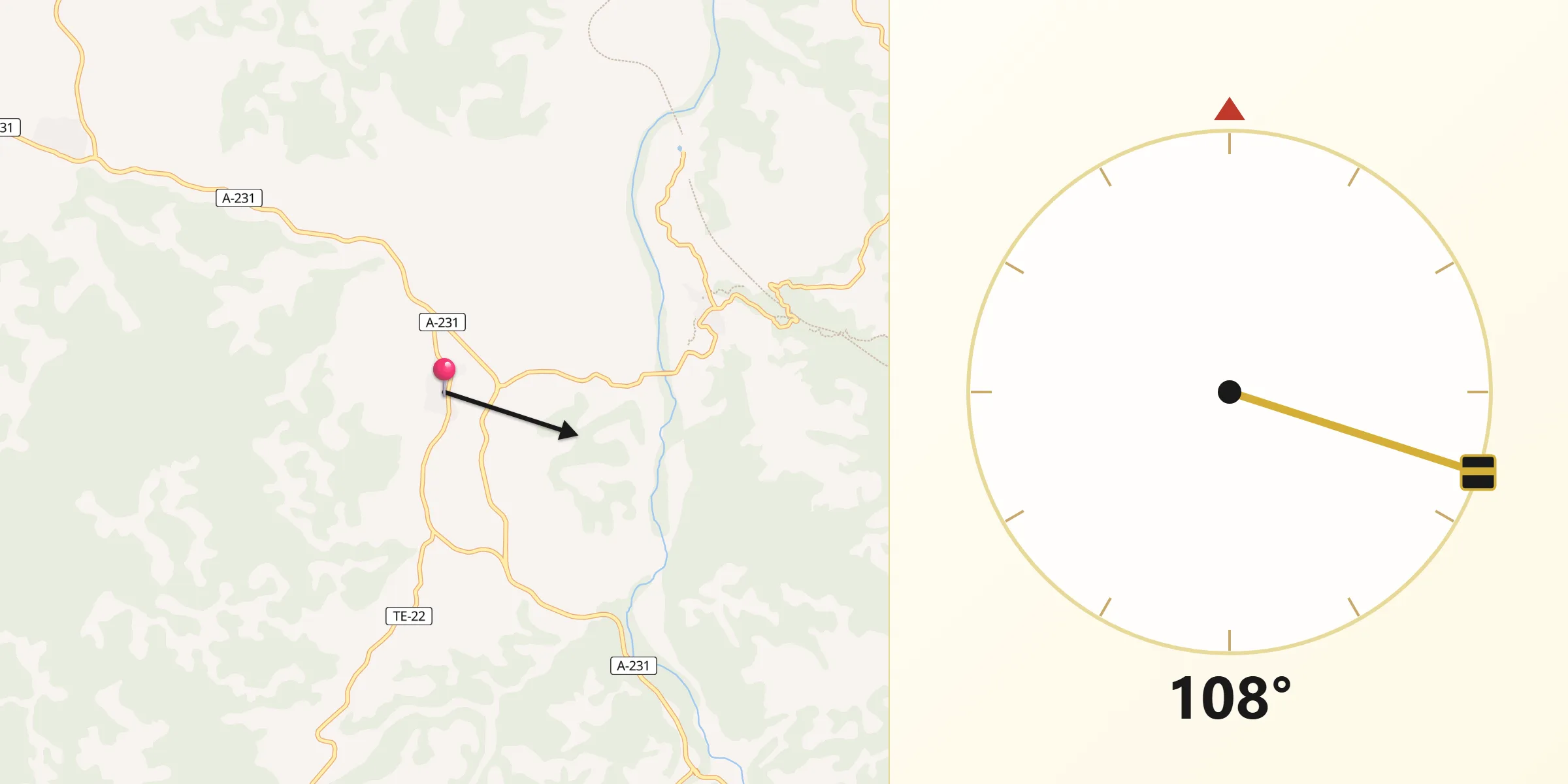 Dirección de la Qibla desde La Fresneda