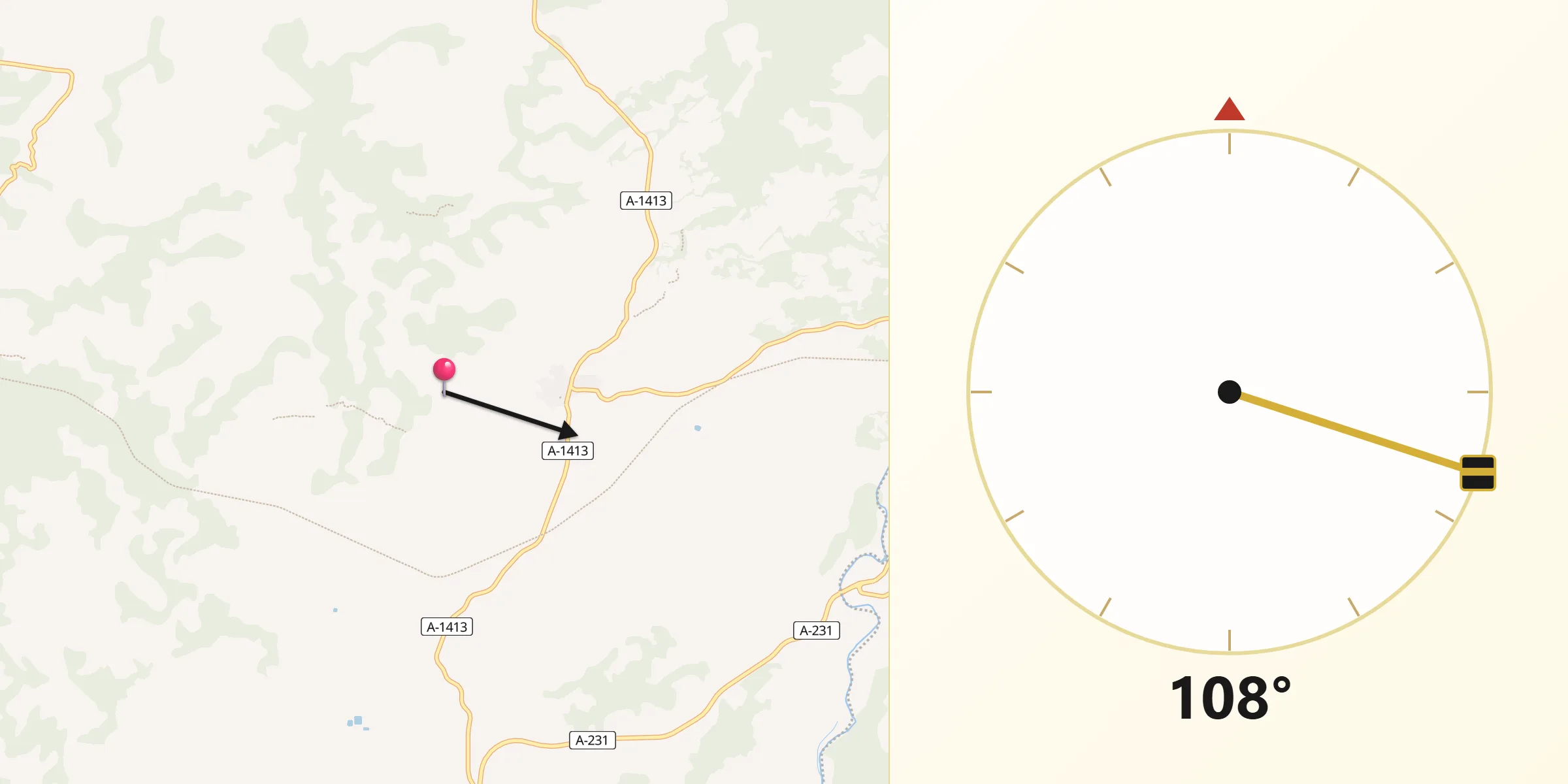 Dirección de la Qibla desde Cretas