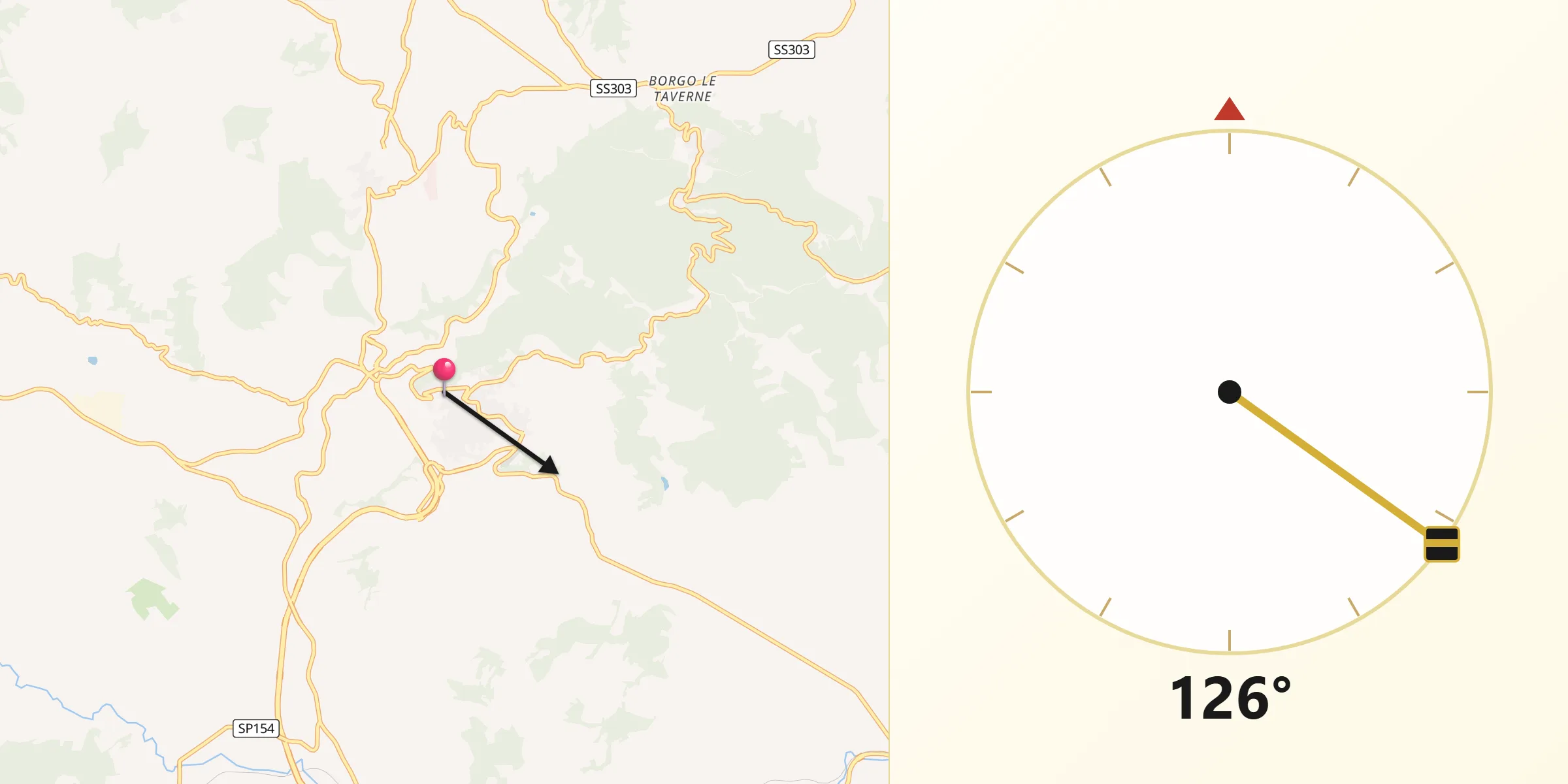 Direzione della Qibla da Sant'Angelo dei Lombardi