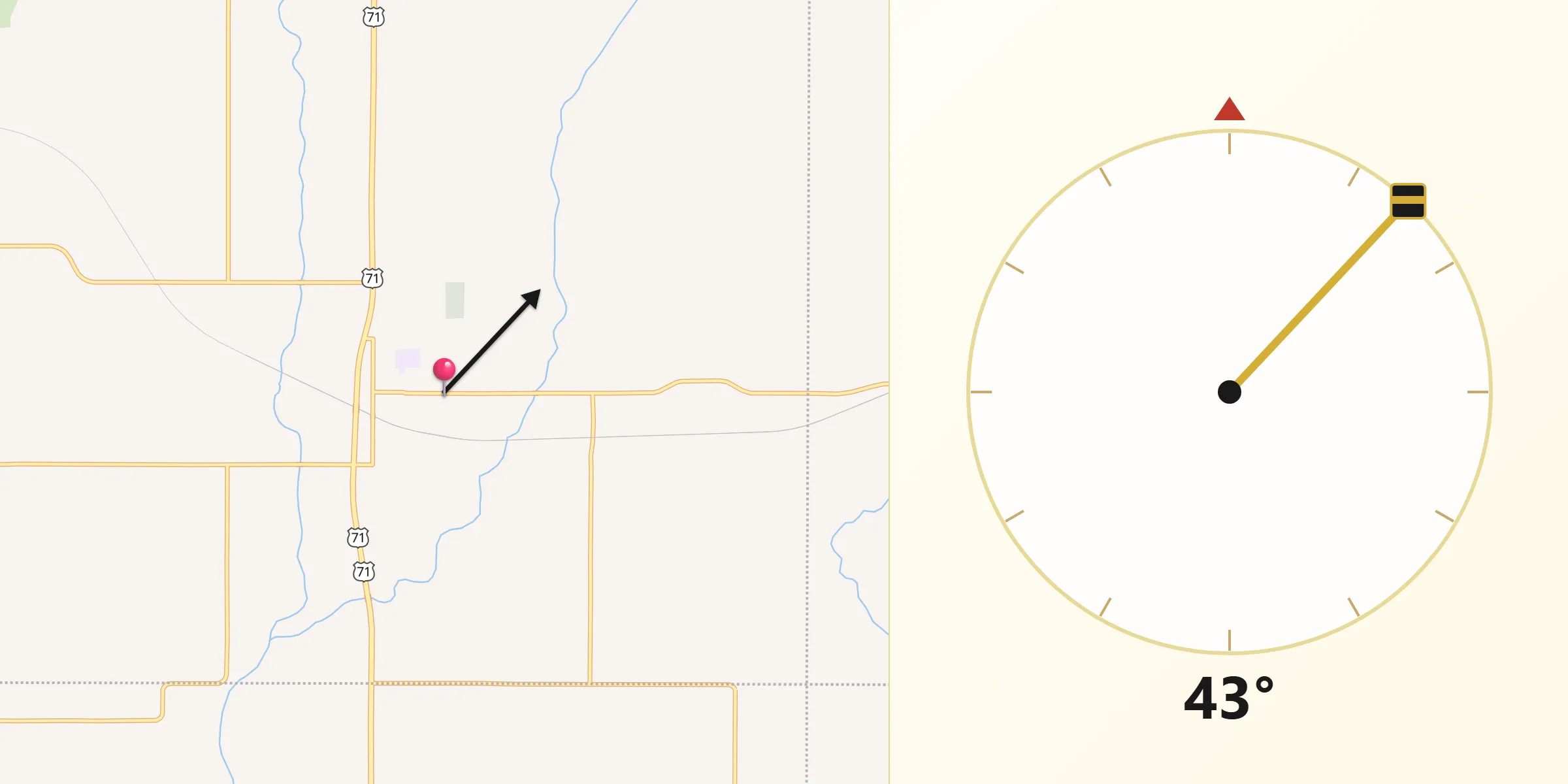 Qibla Direction from Villisca