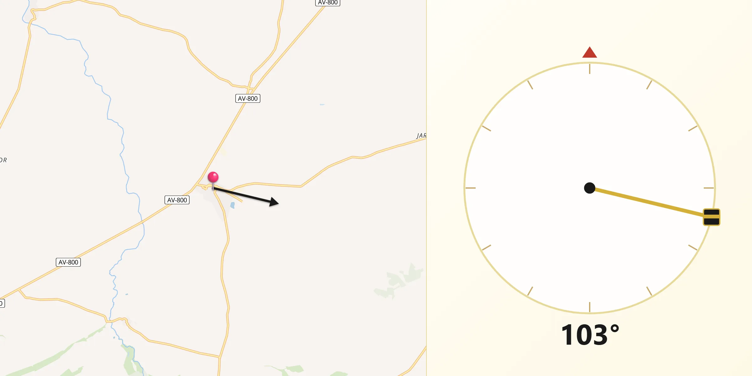 Dirección de la Qibla desde Fontiveros