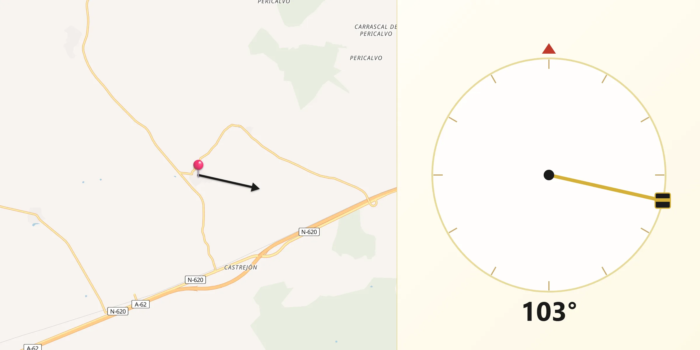 Dirección de la Qibla desde Barbadillo