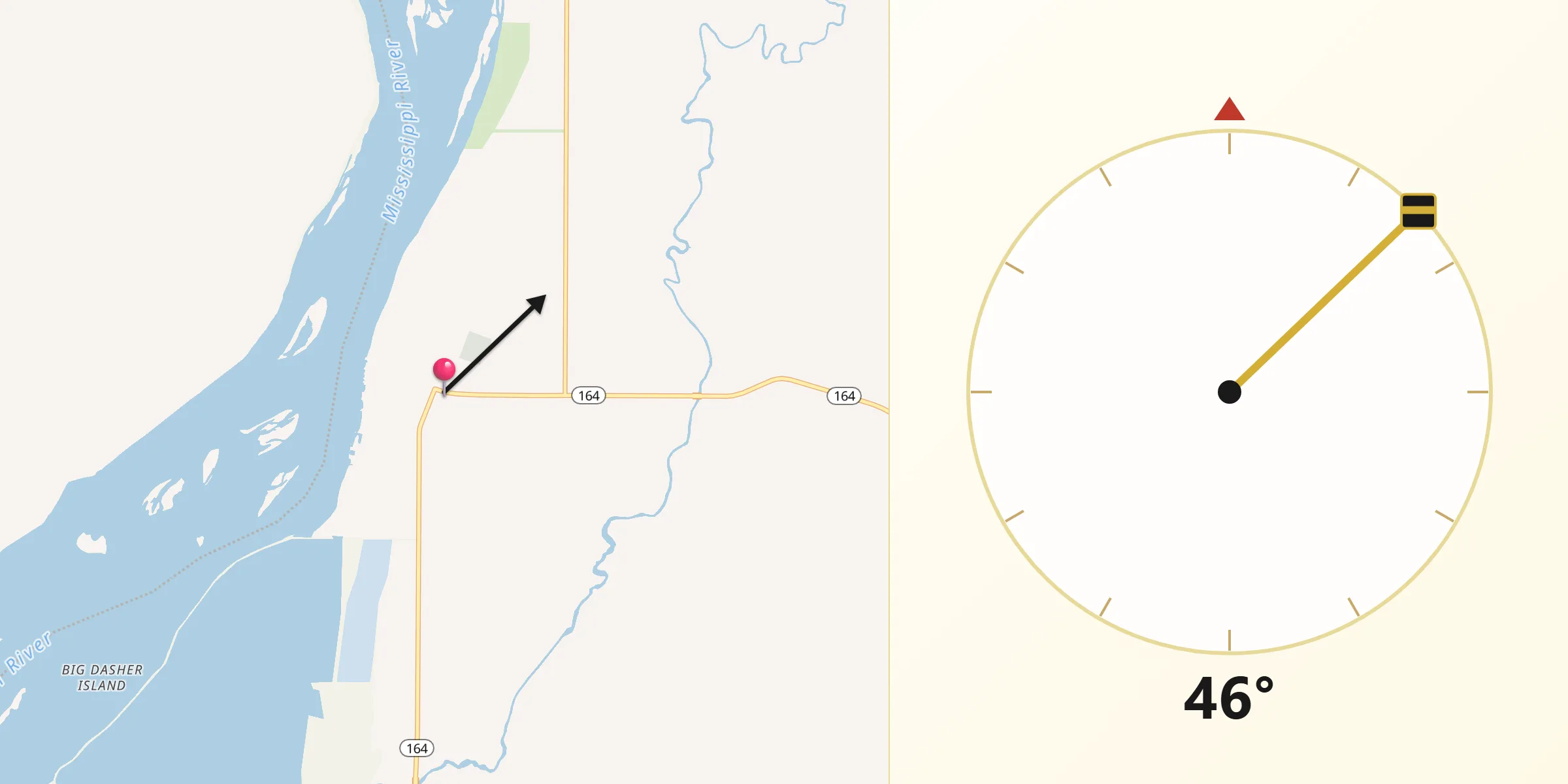 Qibla Direction from Oquawka