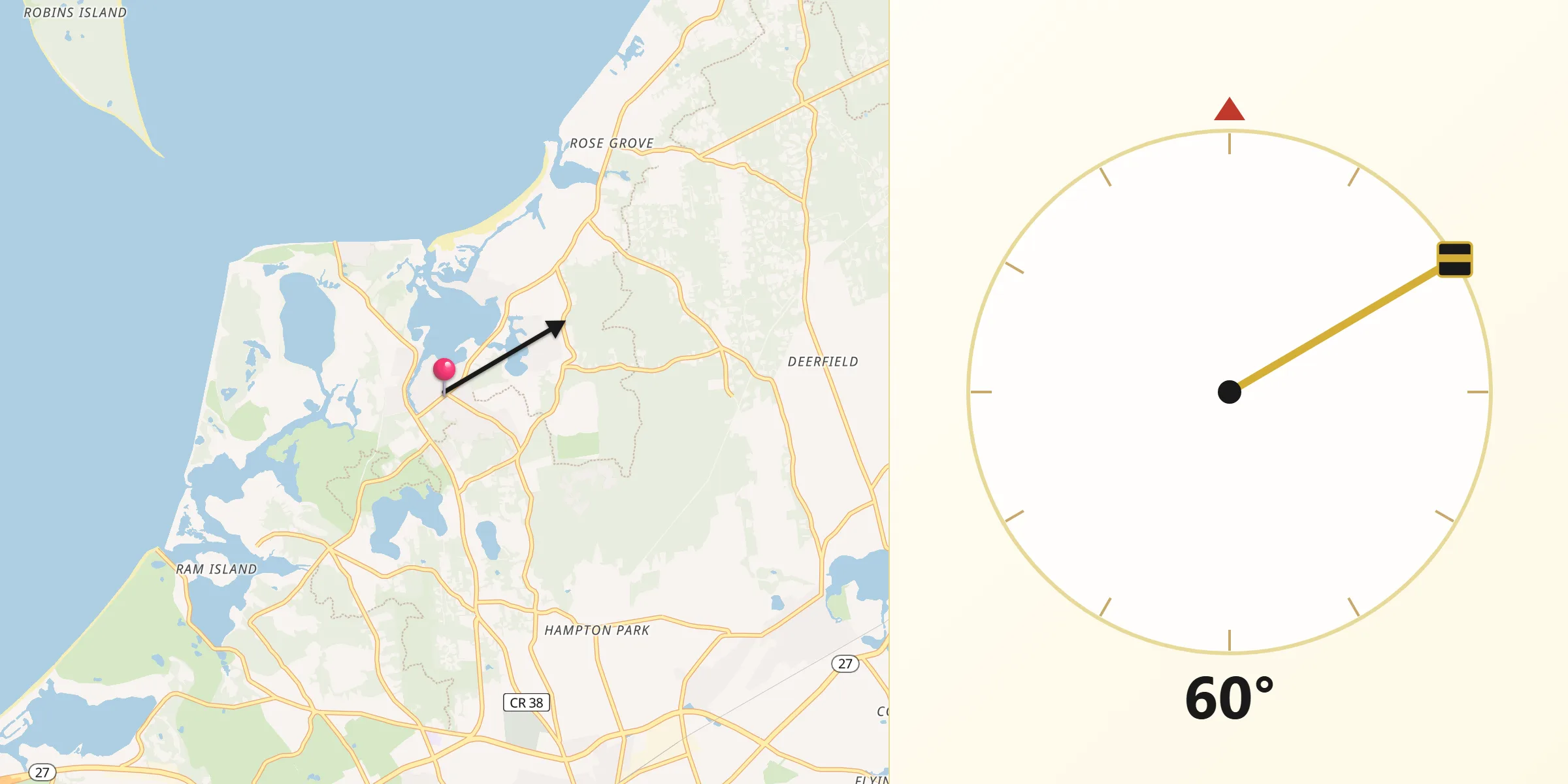 Qibla Direction from North Sea