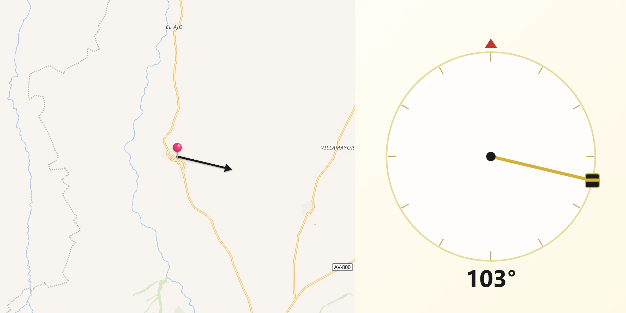 Dirección de la Qibla desde Flores de Ávila