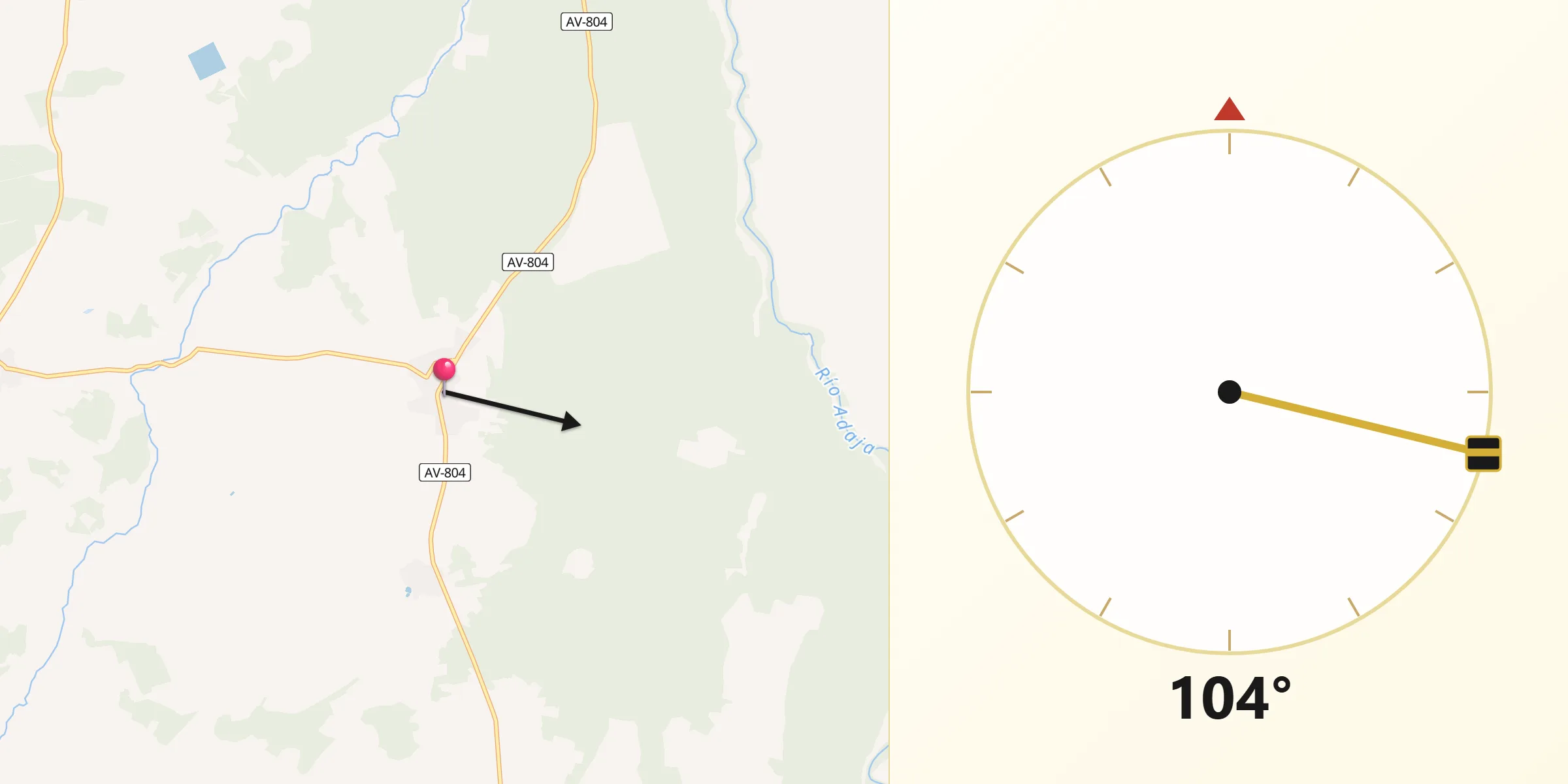 Dirección de la Qibla desde Tiñosillos