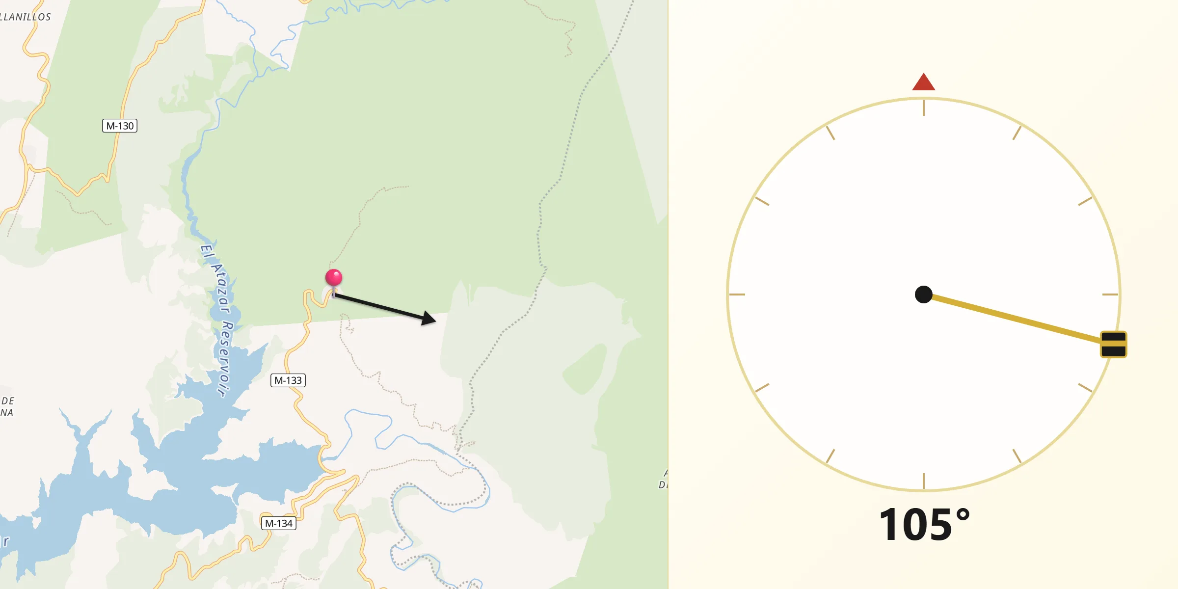 Dirección de la Qibla desde El Atazar