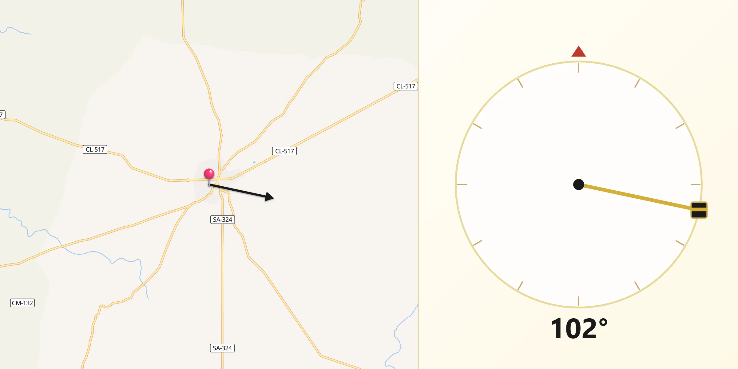 Dirección de la Qibla desde Lumbrales