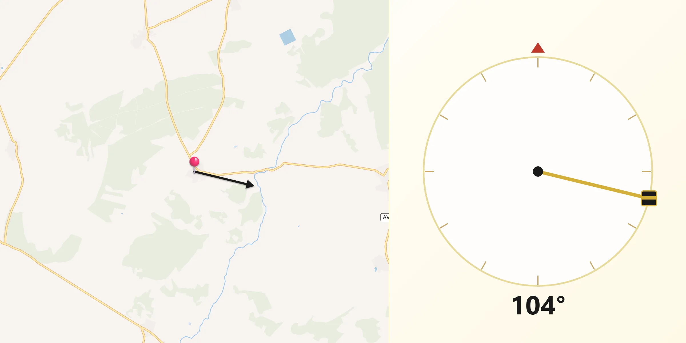 Dirección de la Qibla desde Pedro-Rodríguez