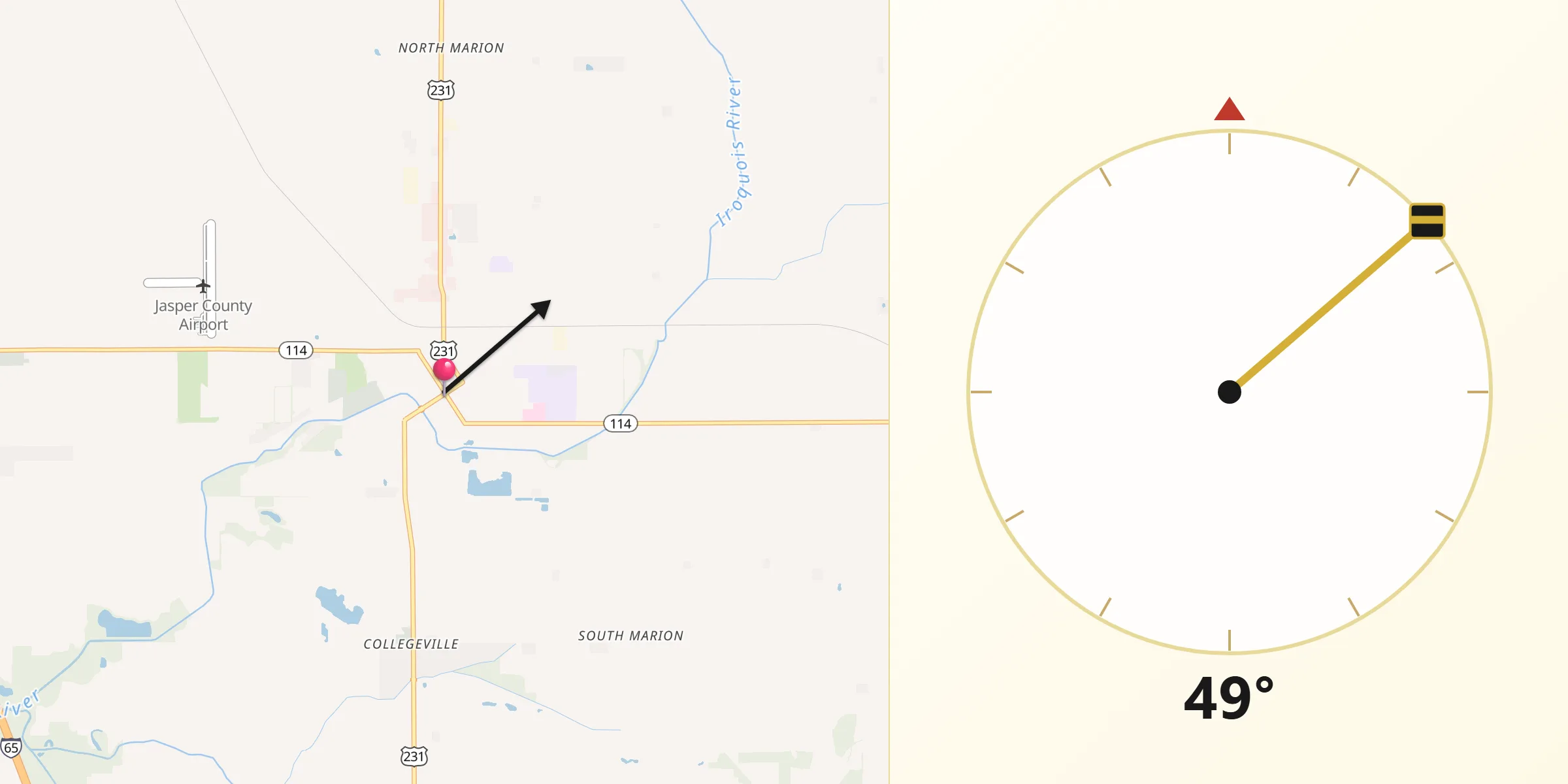 Qibla Direction from Rensselaer
