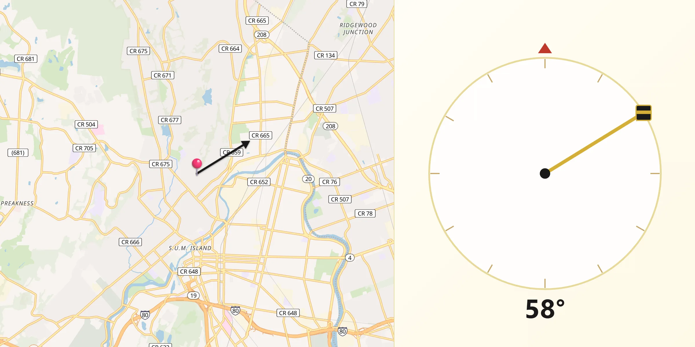 Qibla Direction from Prospect Park