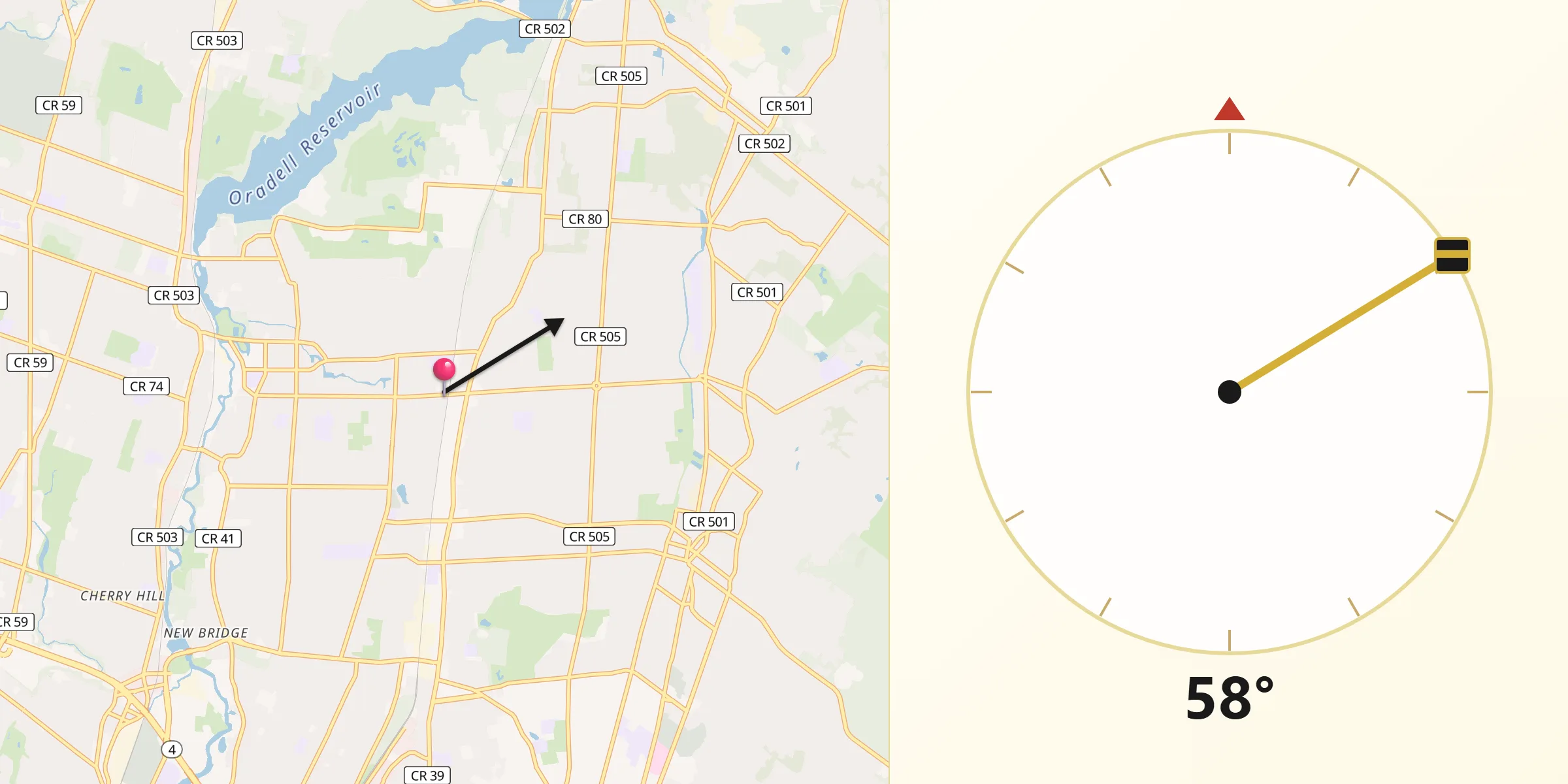 Qibla Direction from Dumont