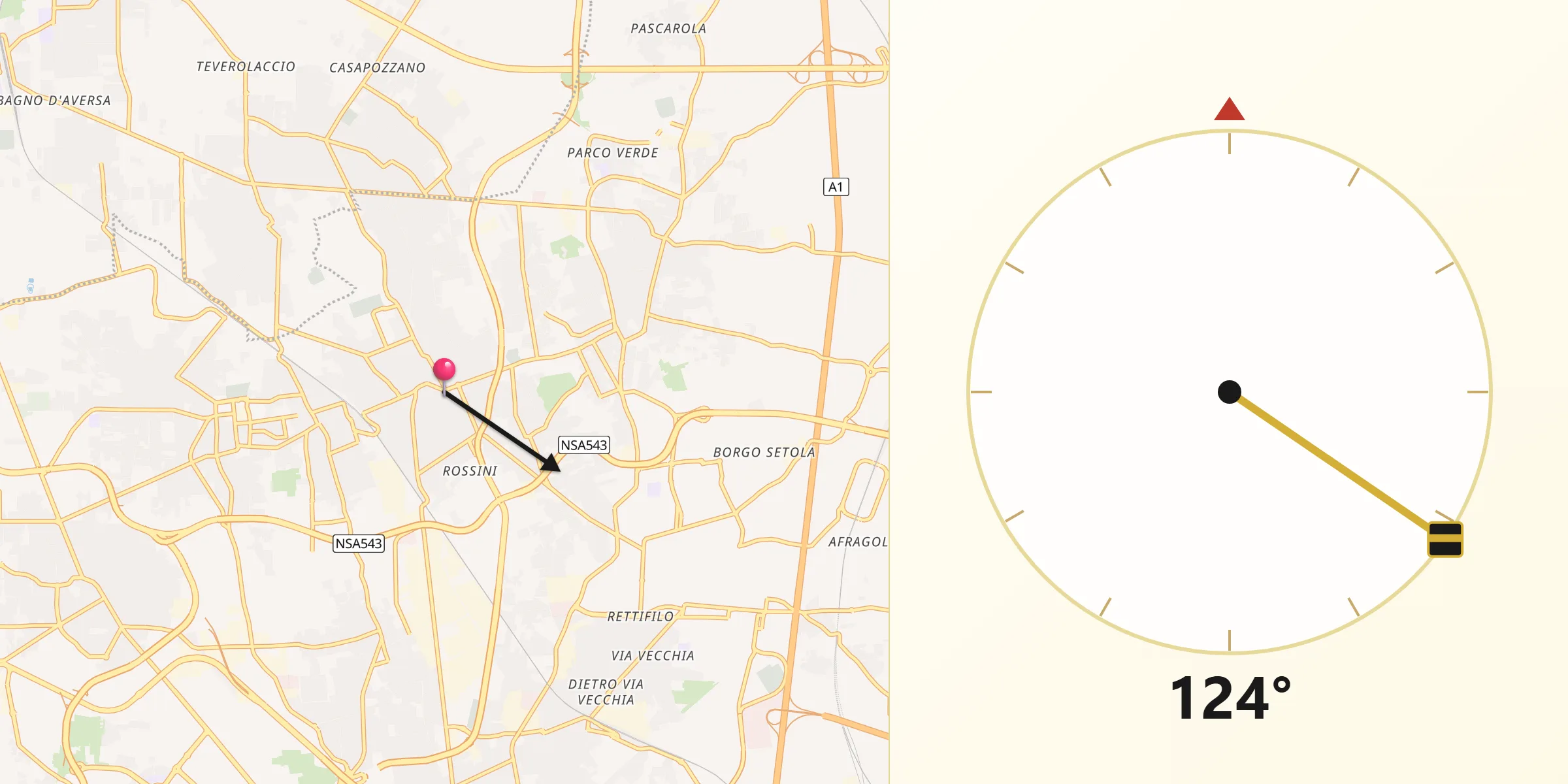 Direzione della Qibla da Frattamaggiore