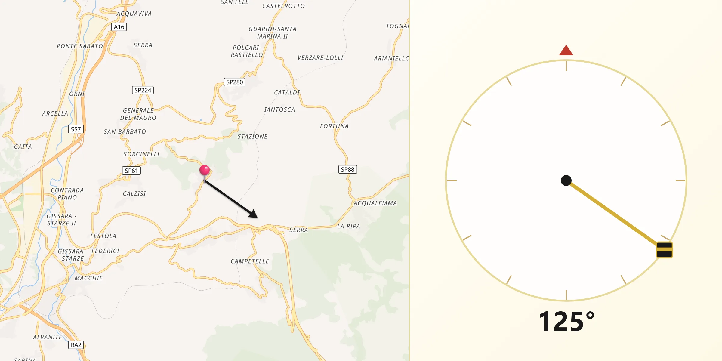 Direzione della Qibla da Candida