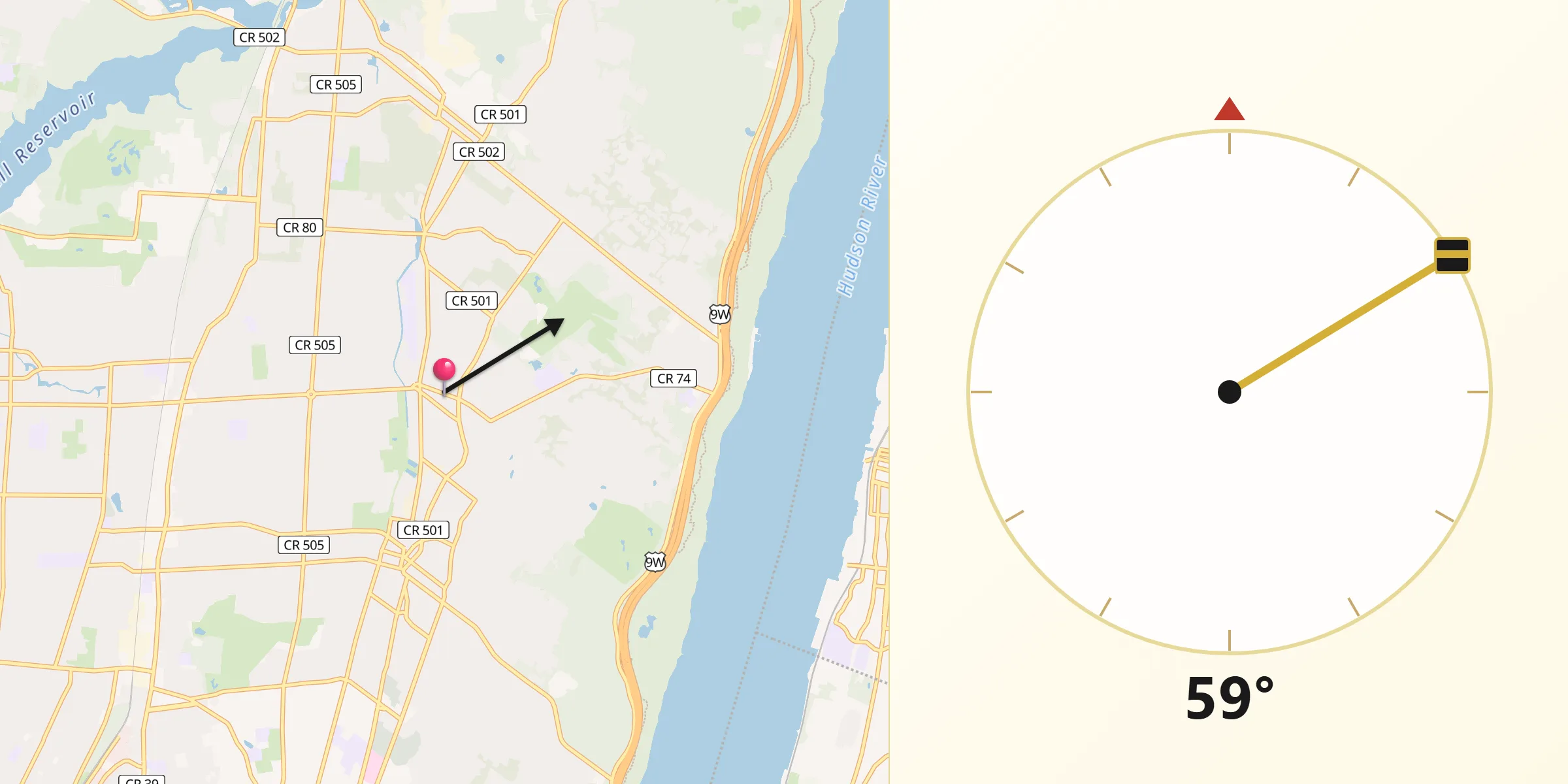 Qibla Direction from Cresskill
