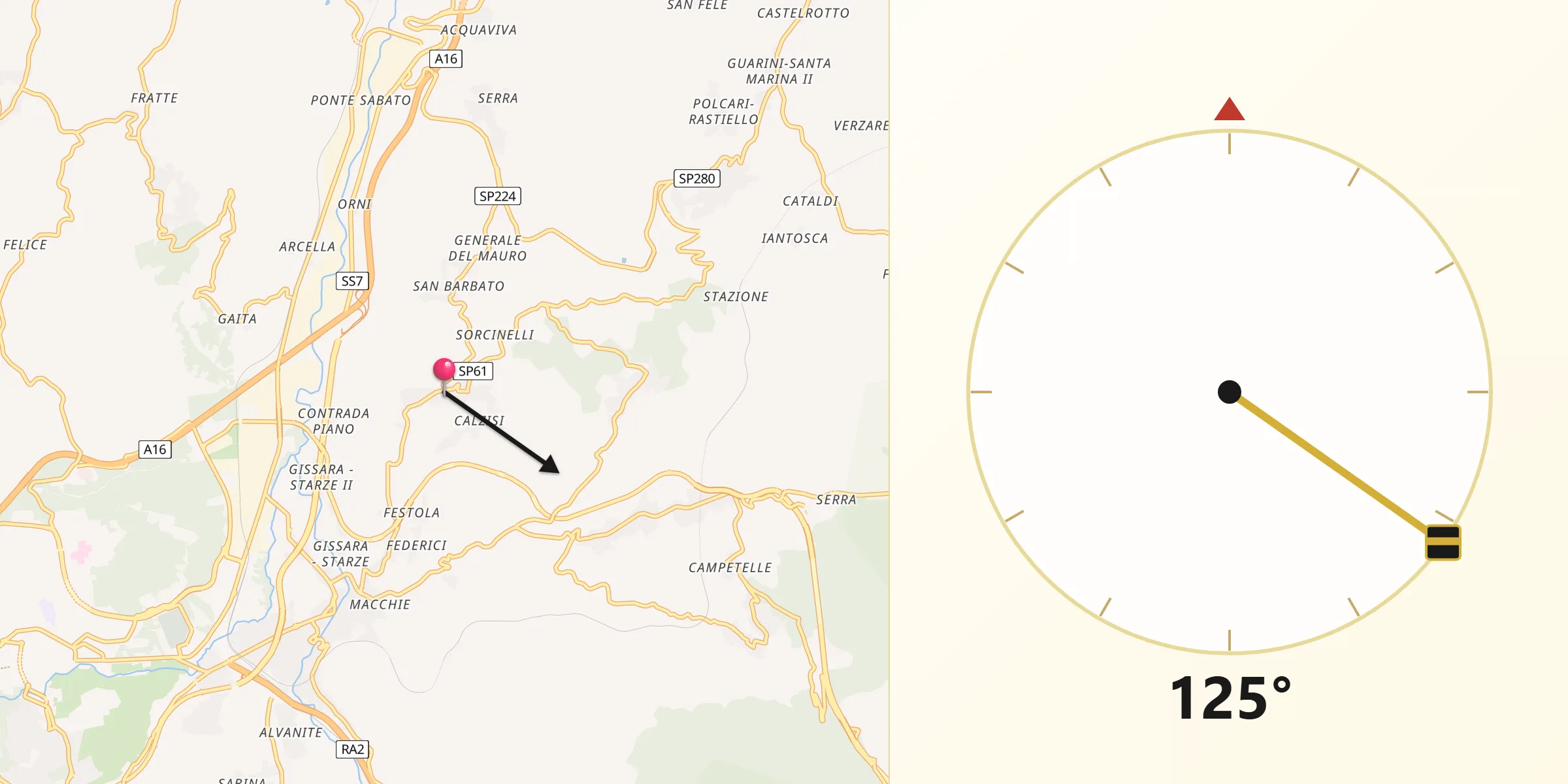 Direzione della Qibla da Manocalzati