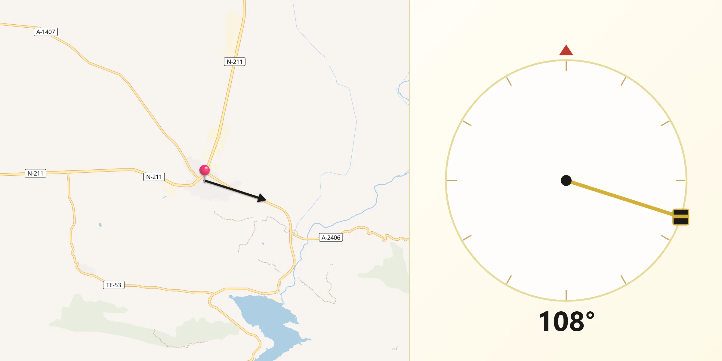 Dirección de la Qibla desde Calanda