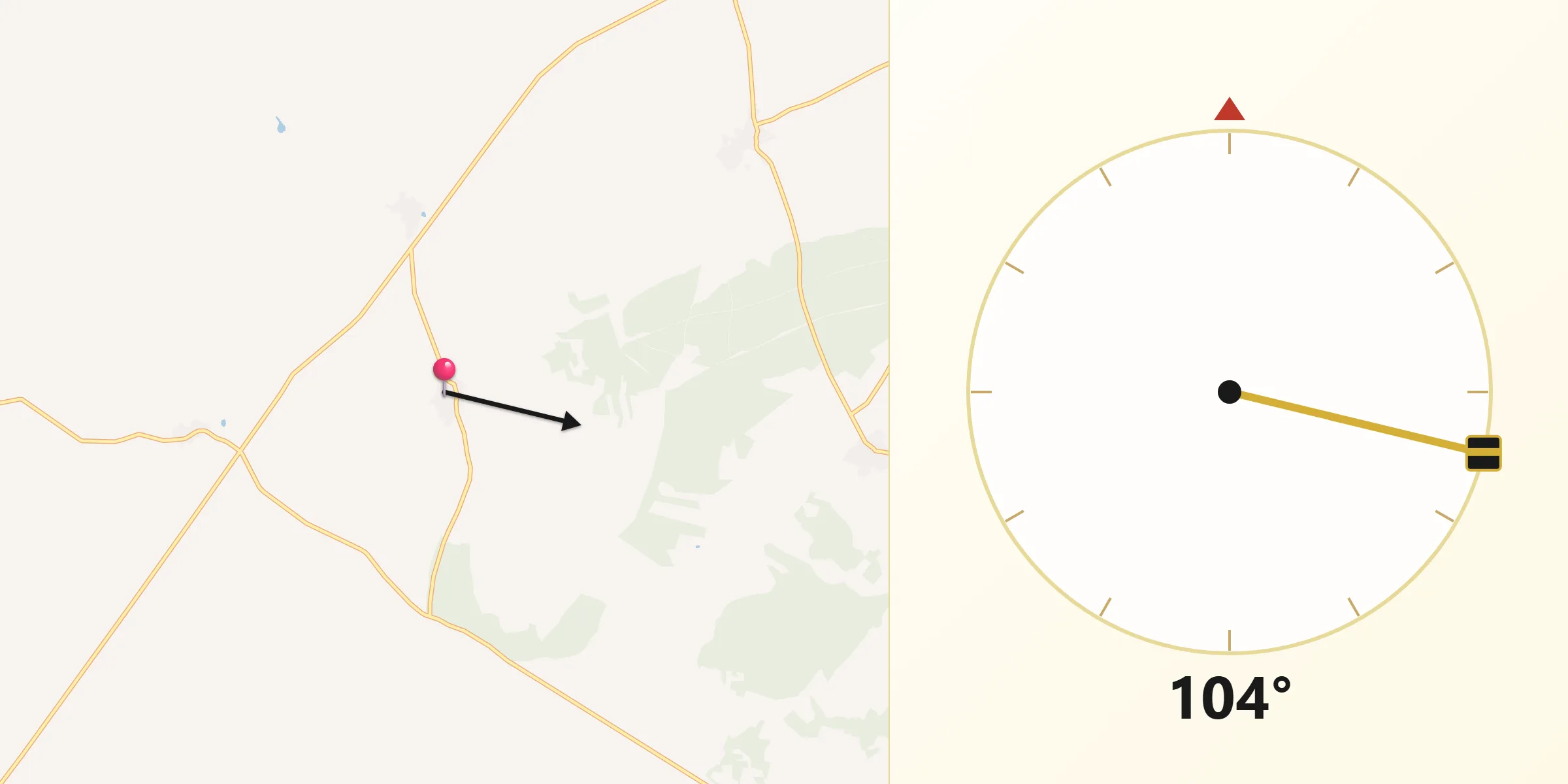 Dirección de la Qibla desde Cabezas de Alambre
