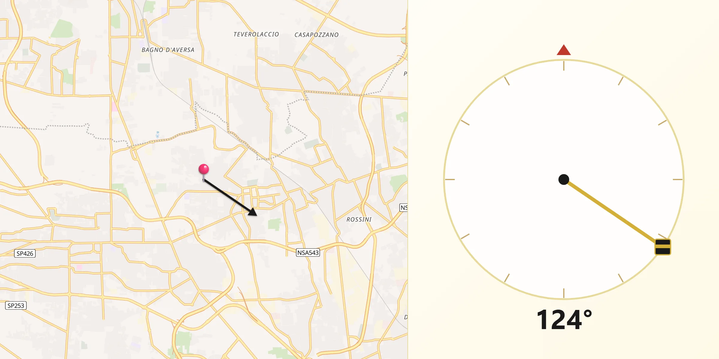 Direzione della Qibla da Sant'Antimo