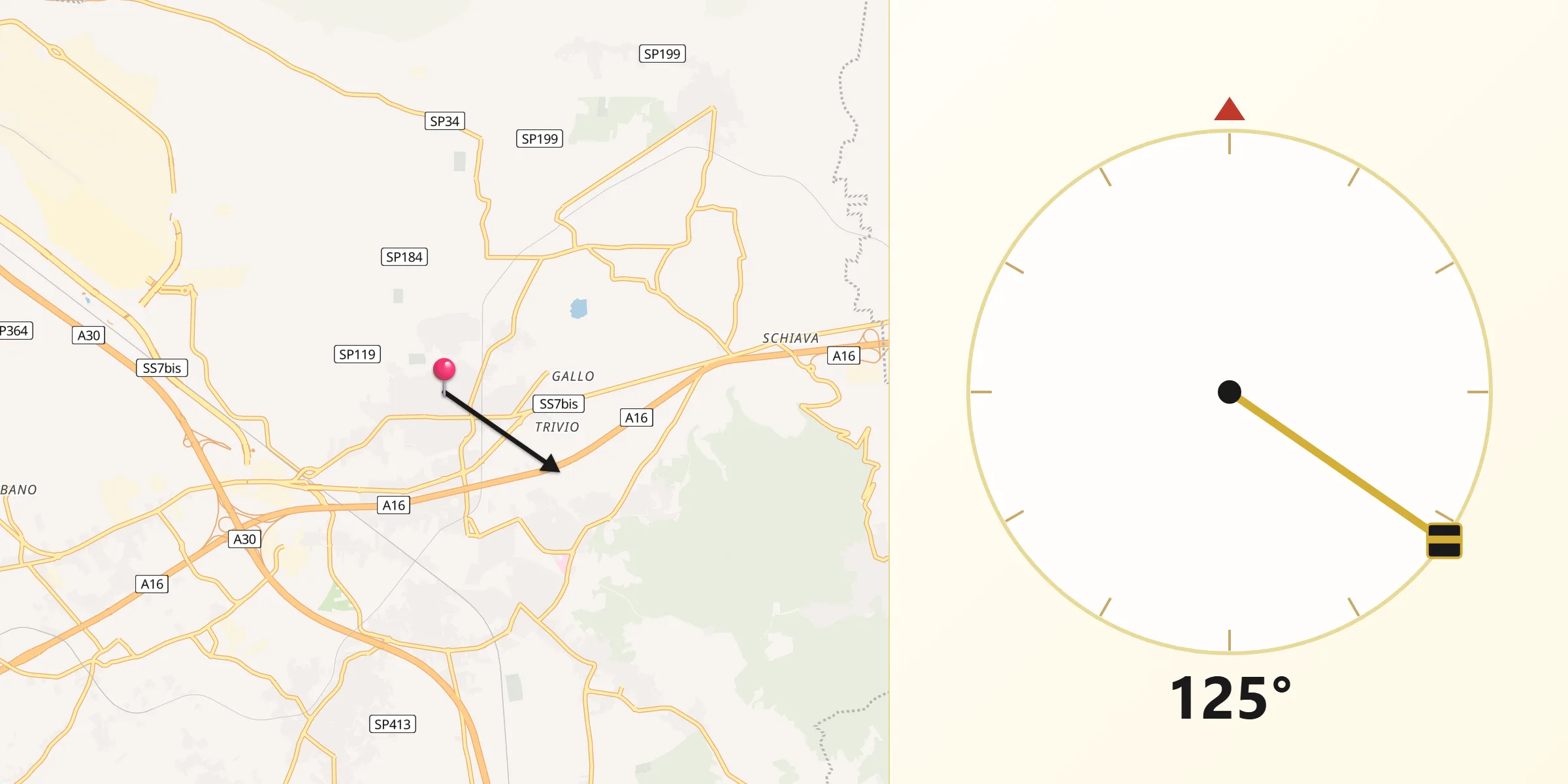 Direzione della Qibla da Cimitile