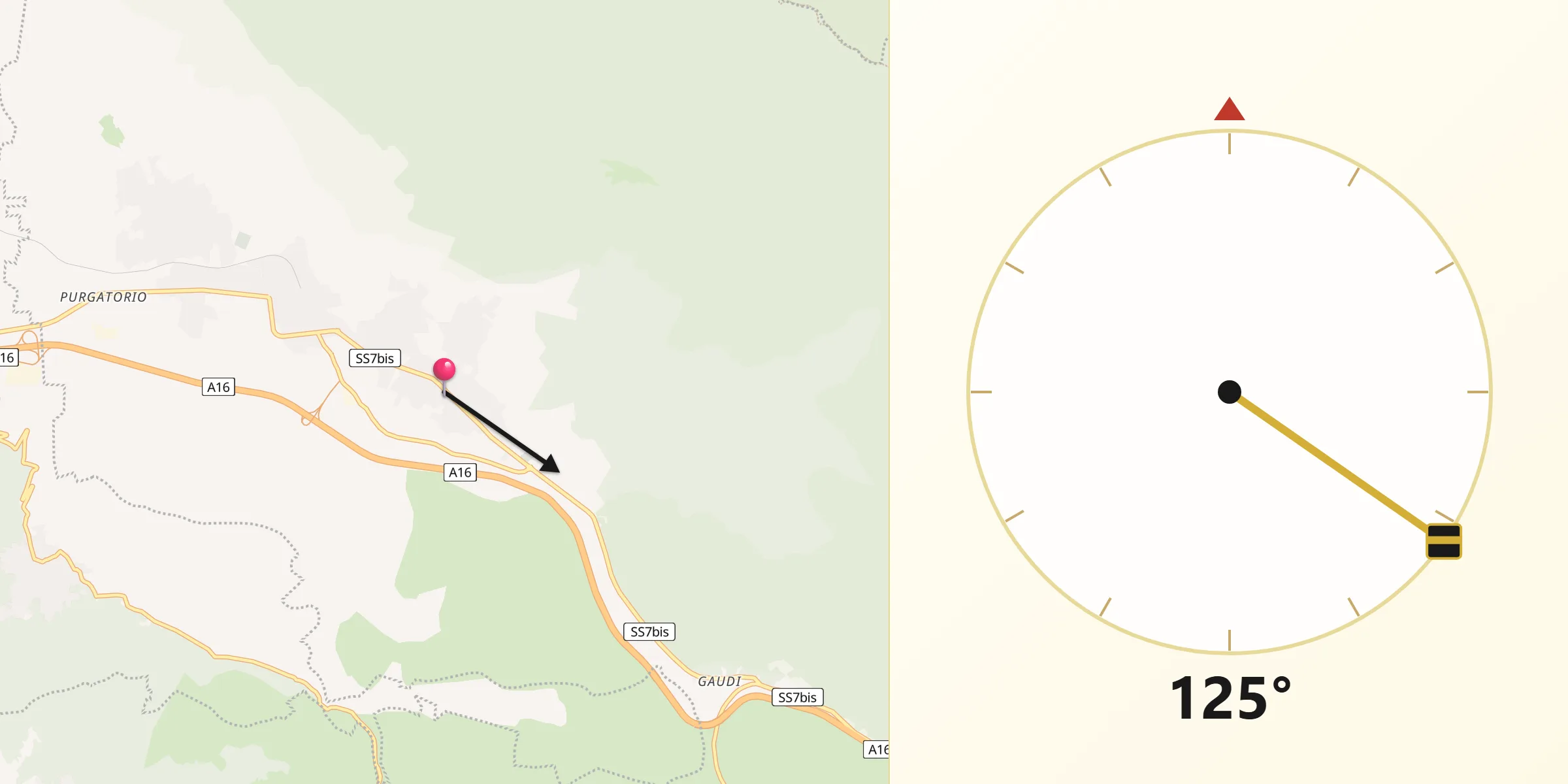 Direzione della Qibla da Mugnano del Cardinale