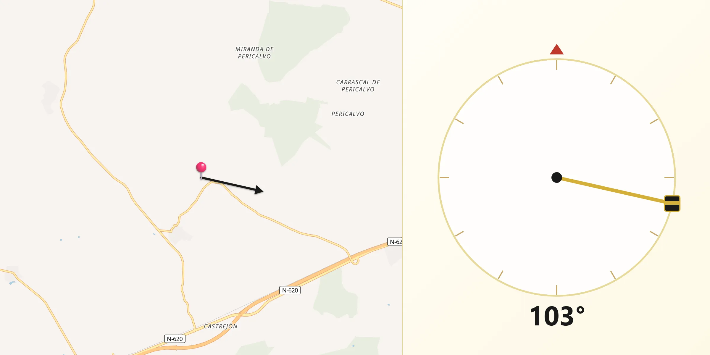 Dirección de la Qibla desde Galindo y Perahuy
