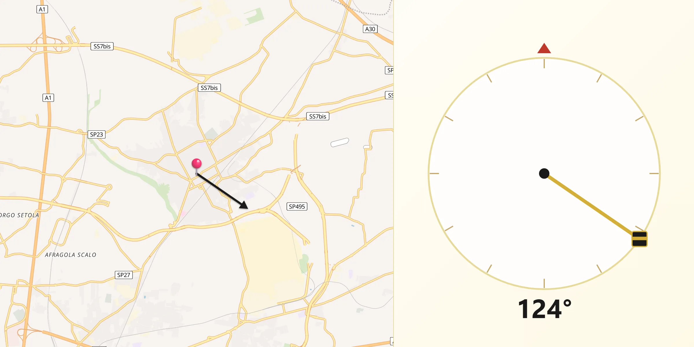 Direzione della Qibla da Acerra