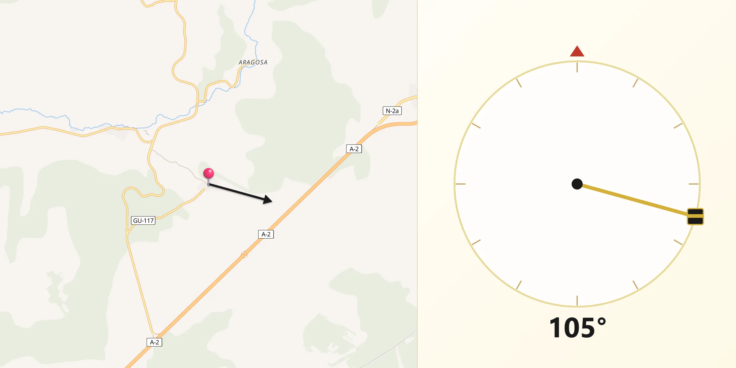 Dirección de la Qibla desde Mirabueno