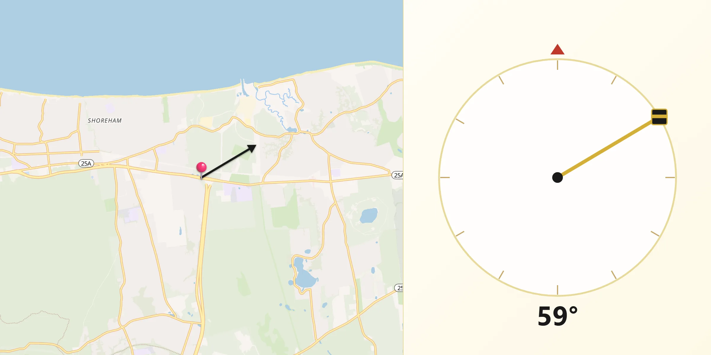 Qibla Direction from East Shoreham