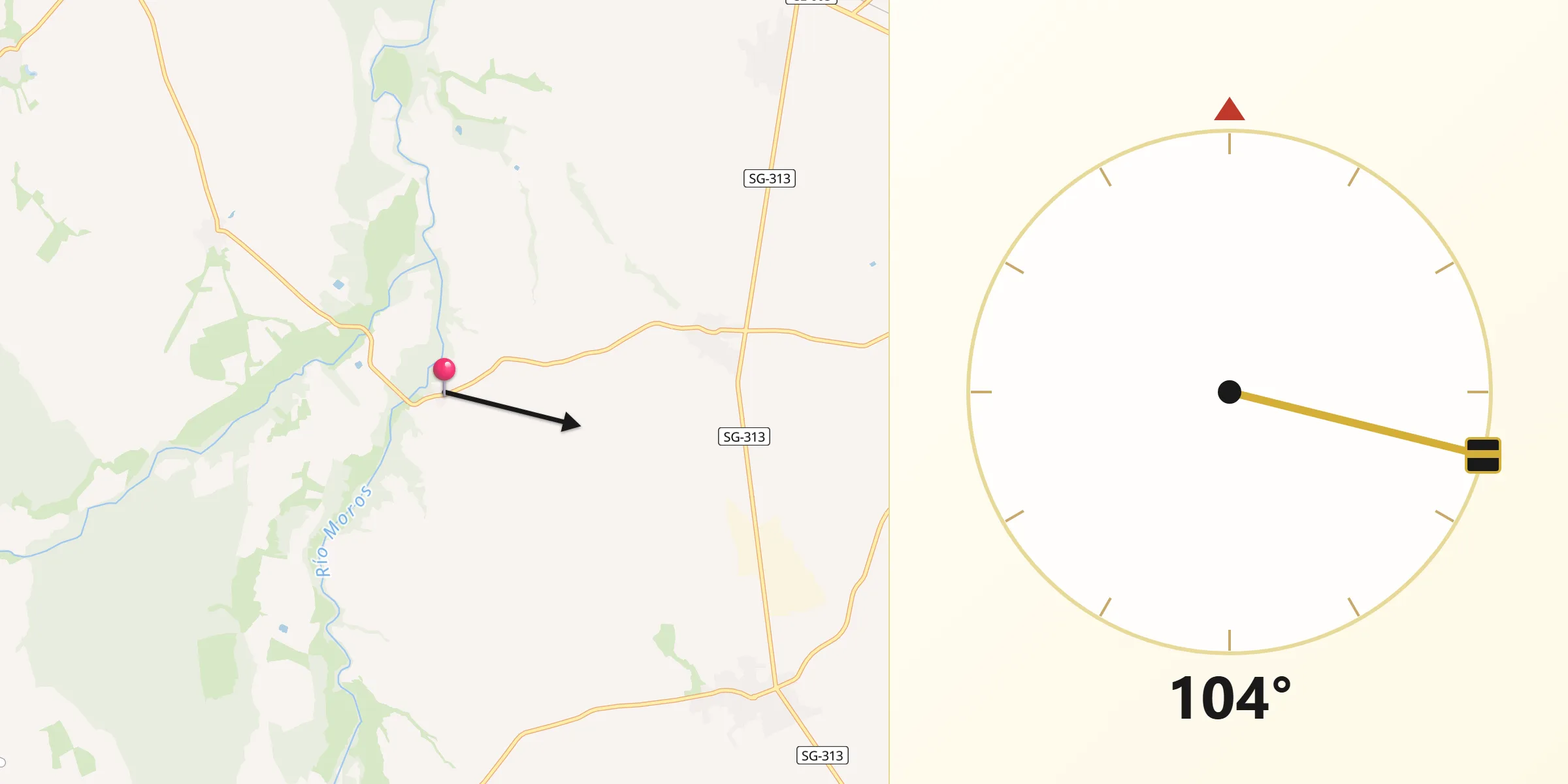 Dirección de la Qibla desde Juarros de Riomoros