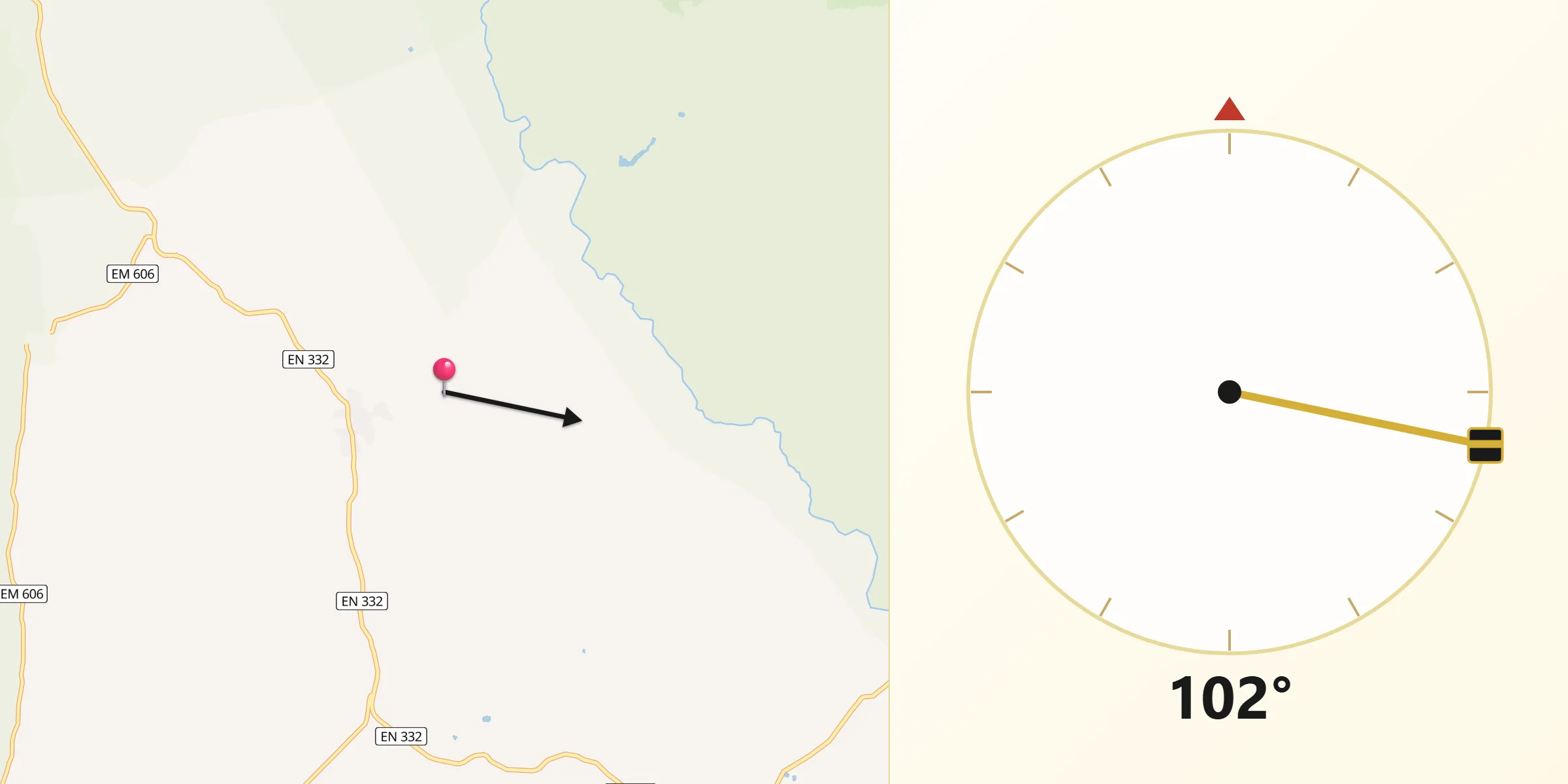 Direção da Qibla a partir de Vilar de Amargo