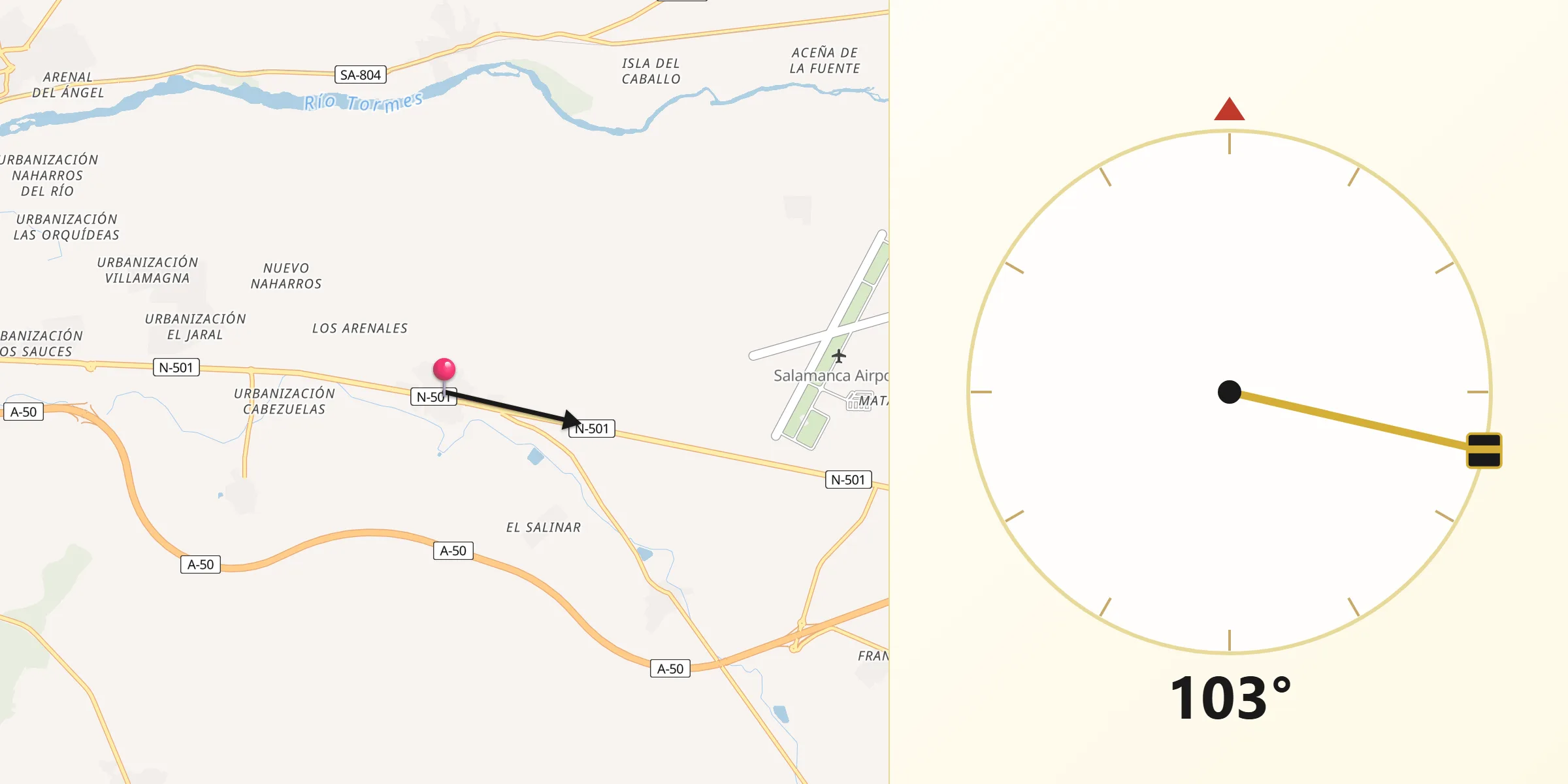 Dirección de la Qibla desde Calvarrasa de Abajo