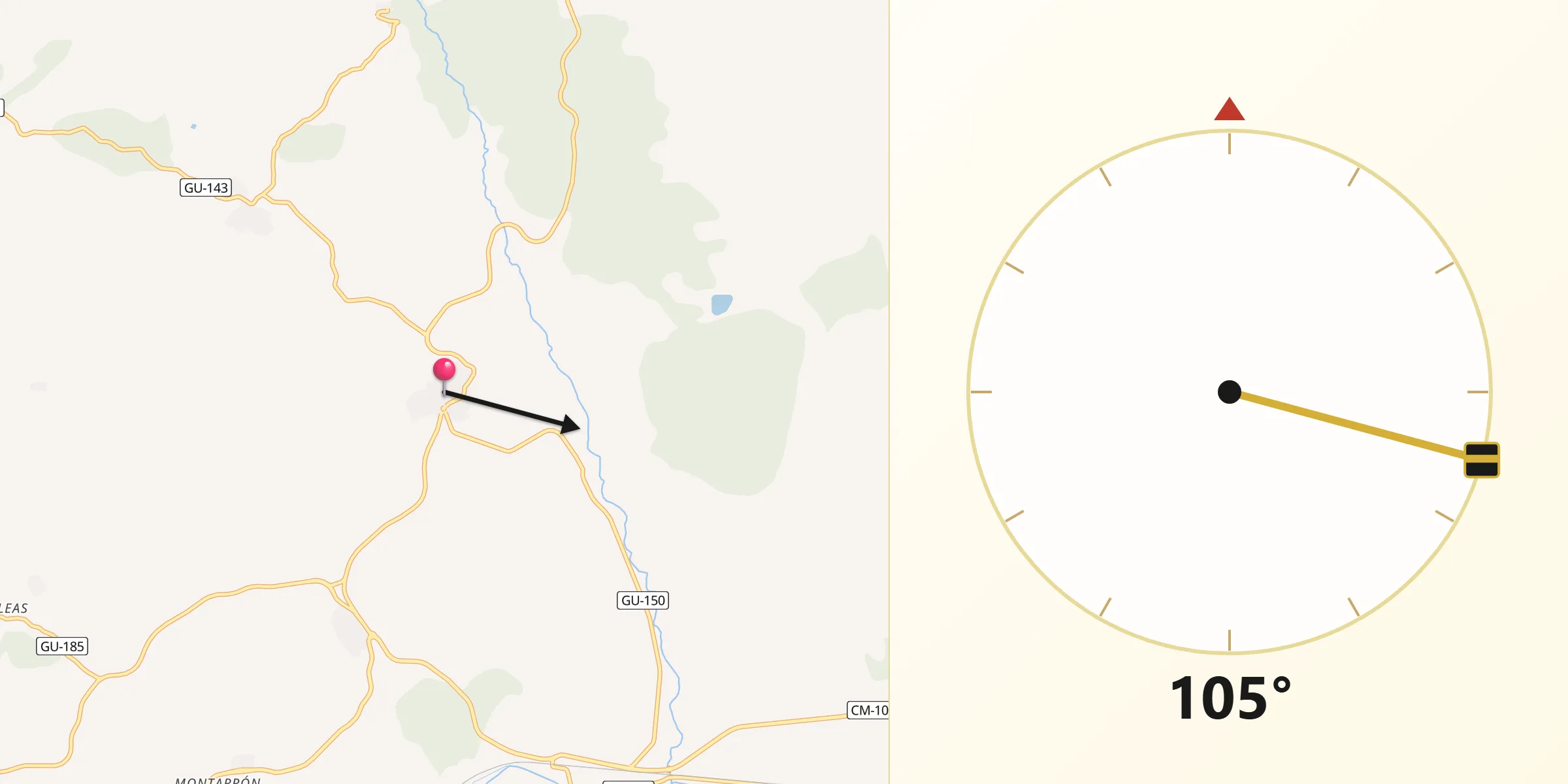 Dirección de la Qibla desde Cogolludo