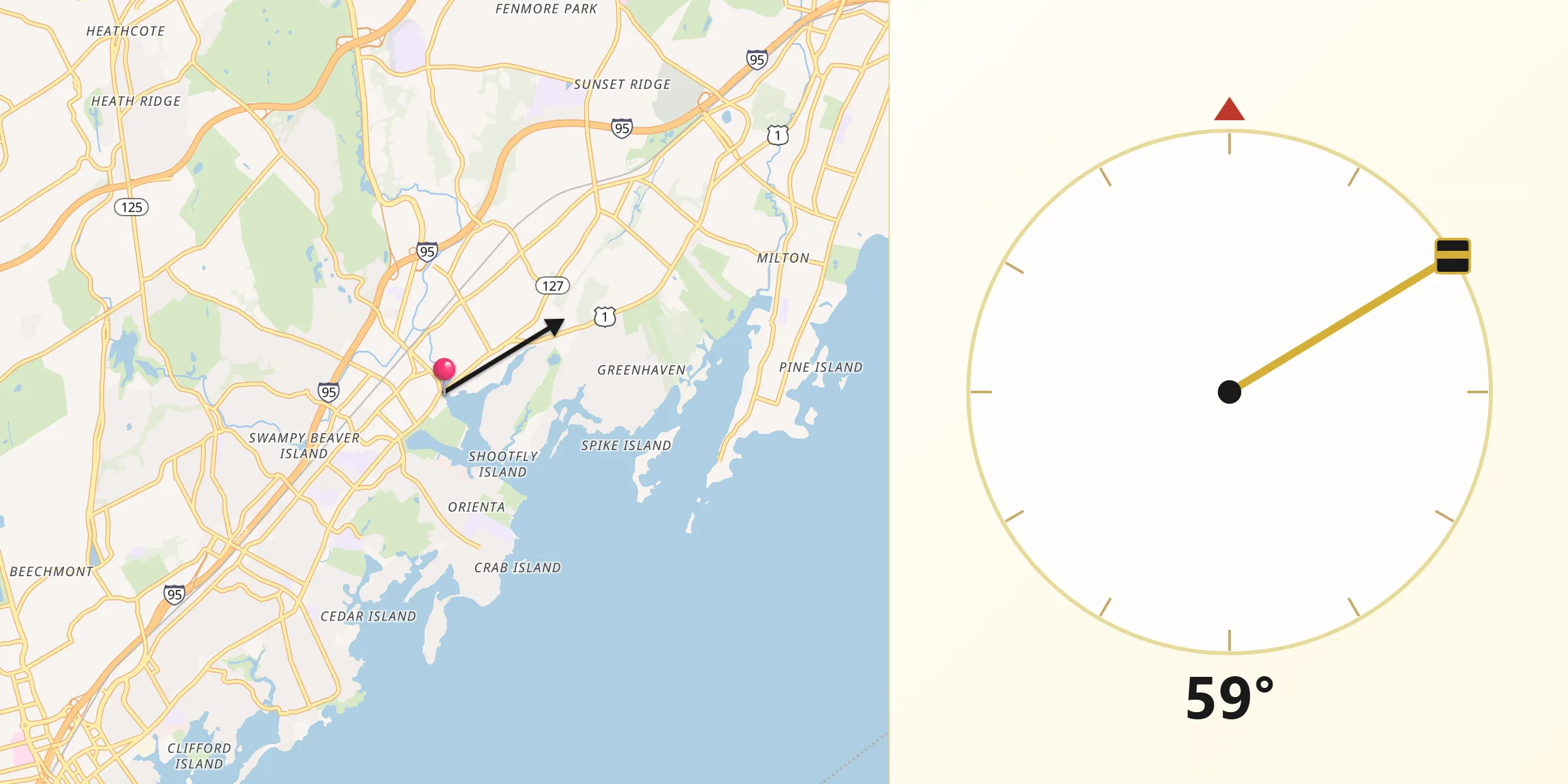Qibla Direction from Mamaroneck