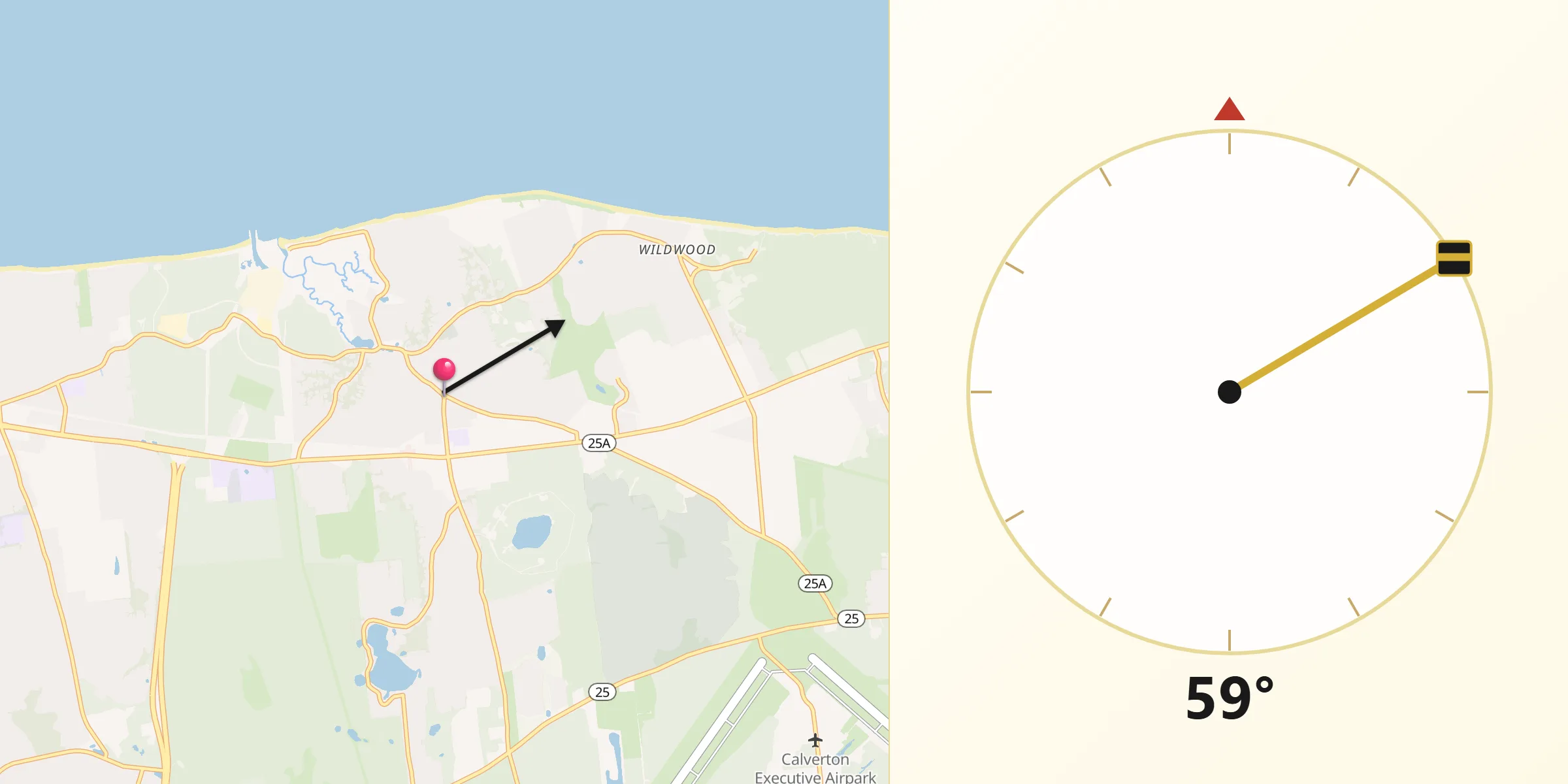 Qibla Direction from Wading River