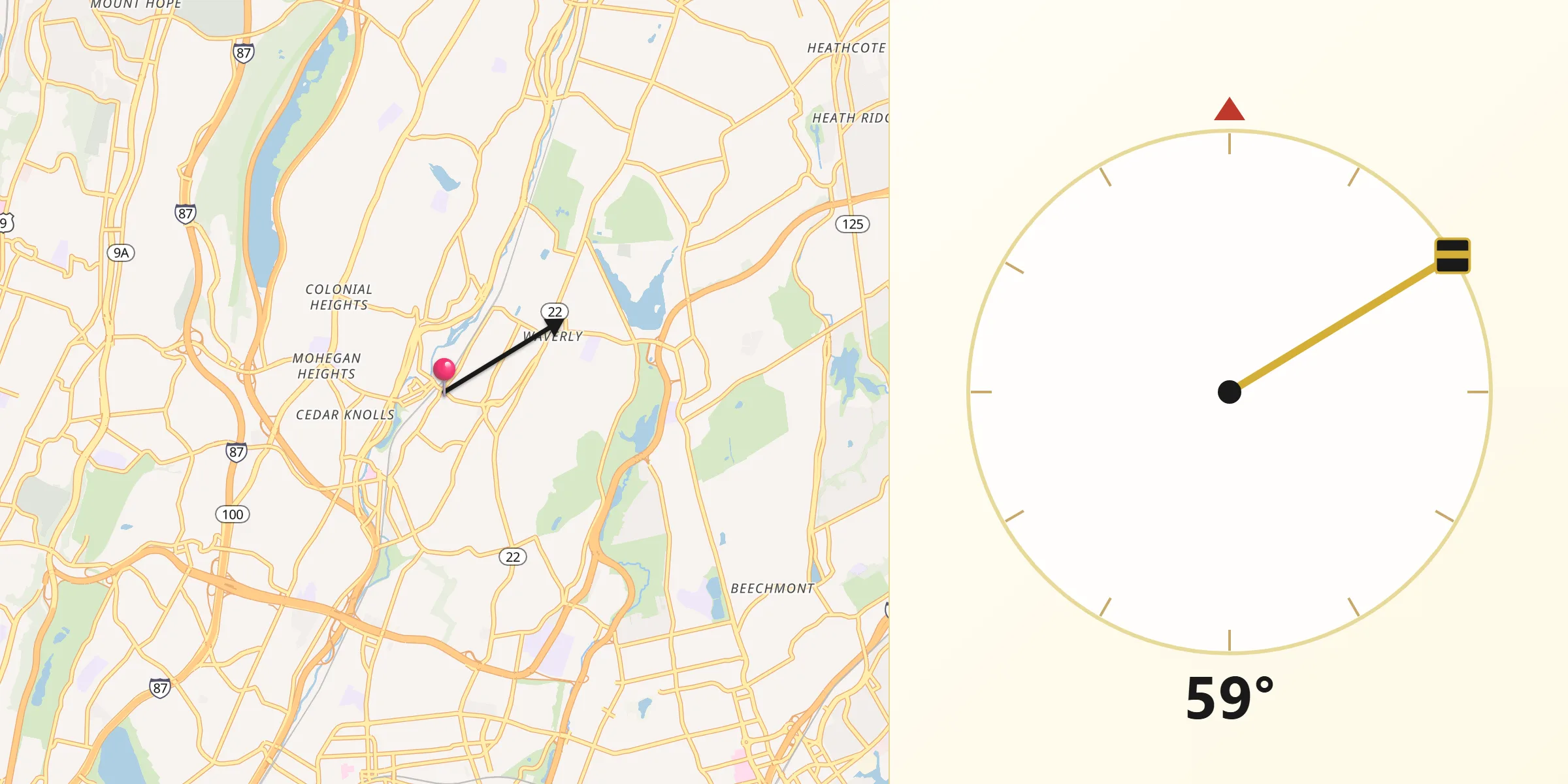 Qibla Direction from Tuckahoe